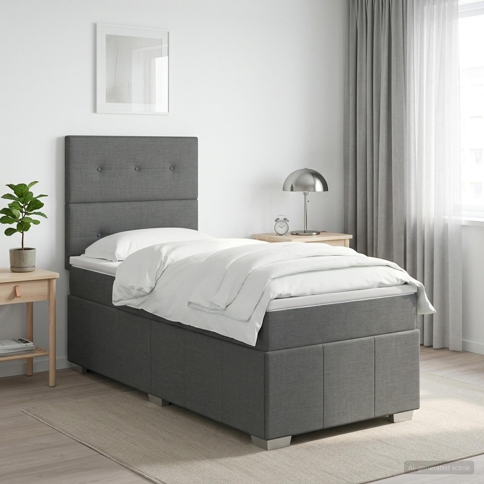 Boxspringbed met matras Donkergrijs 80 x 200 cm Stof