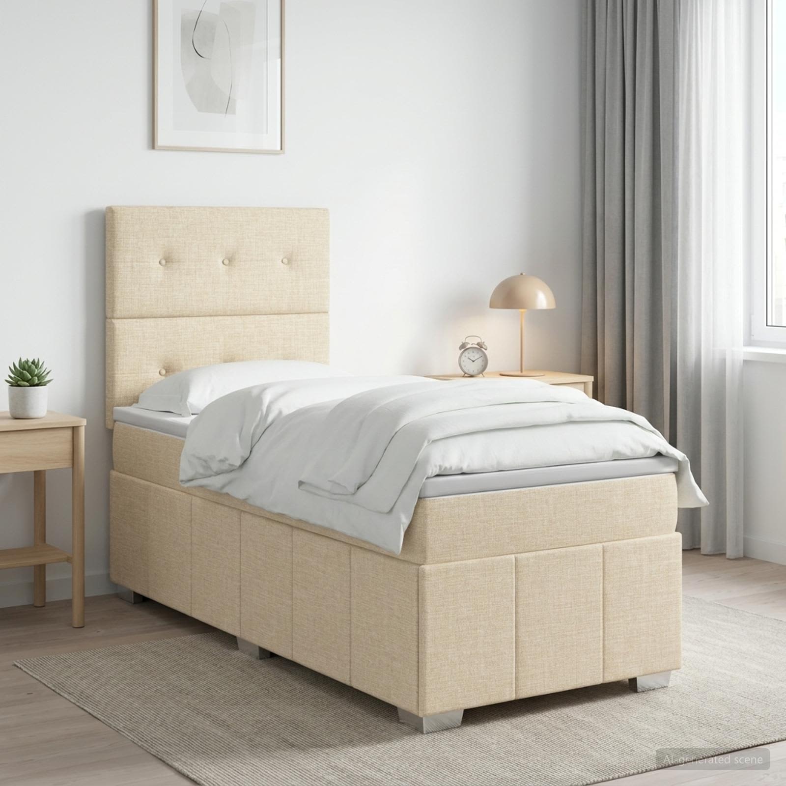 Boxspringbed met matras Crèmekleurig 80 x 200 cm Stof