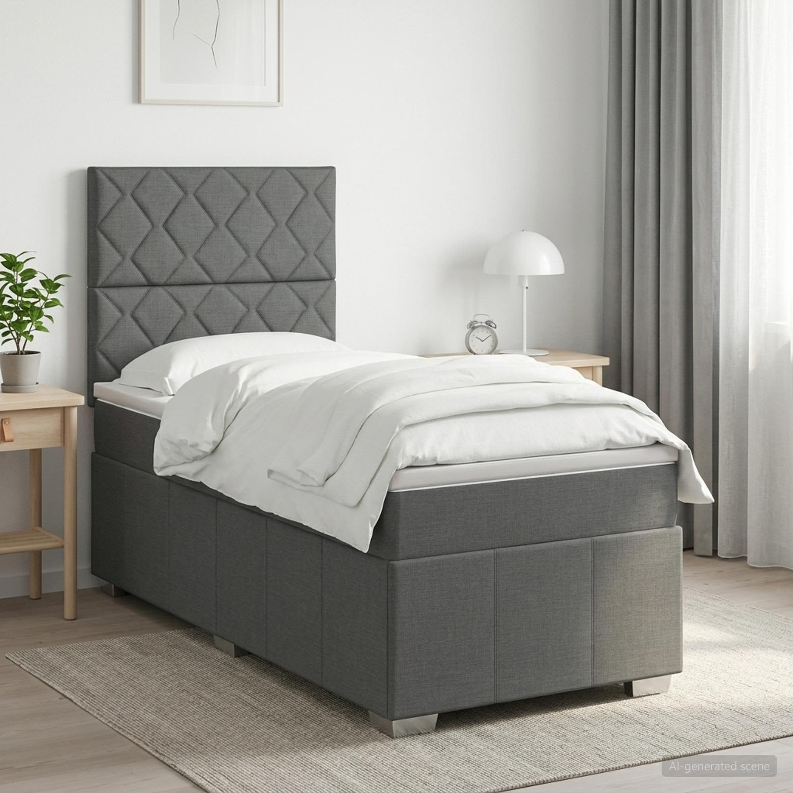 Boxspringbed met matras Donkergrijs 80 x 200 cm Stof