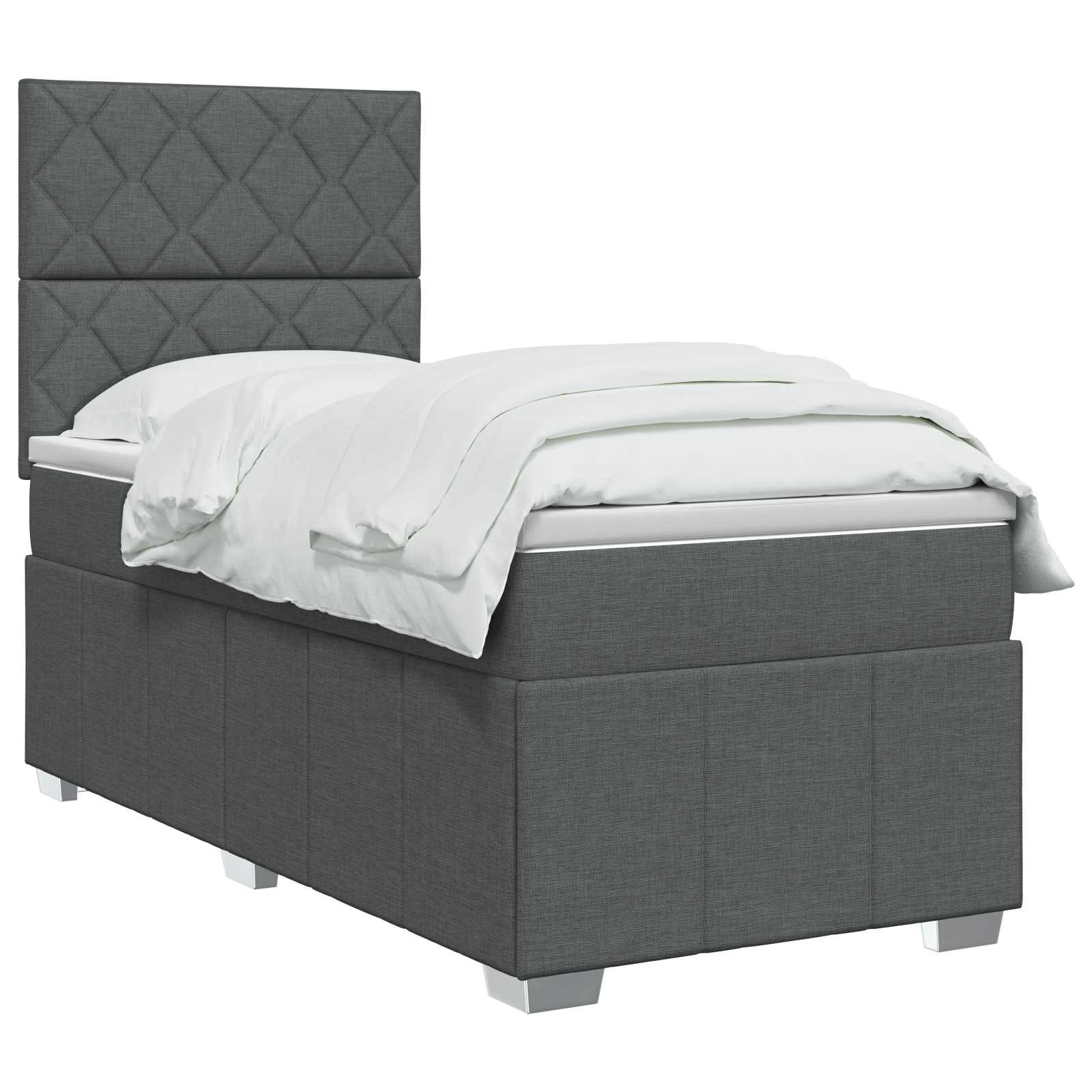 Boxspringbed met matras Donkergrijs 80 x 200 cm Stof – afbeelding 3