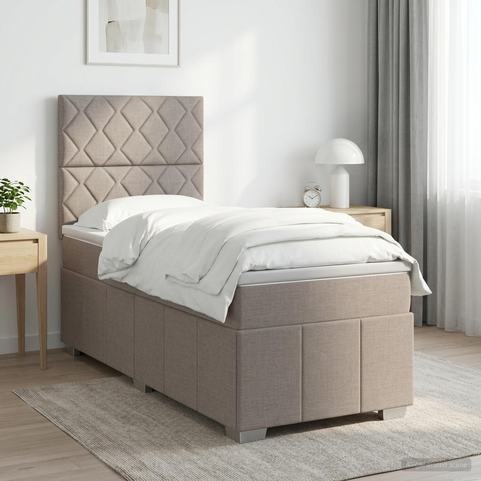 Boxspringbed met matras met hoofdeinde Taupe 80 x 200 cm Stof