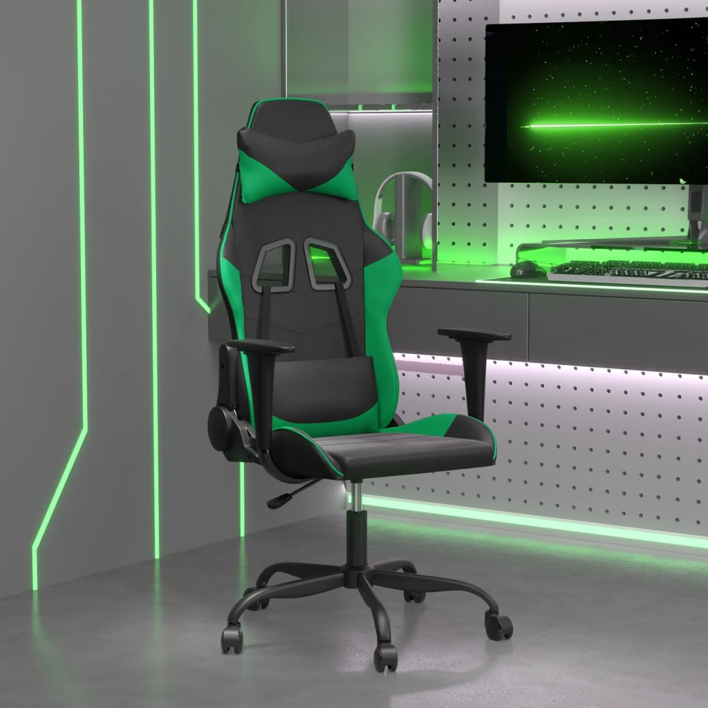Massage gamestoel kunstleer zwart en groen