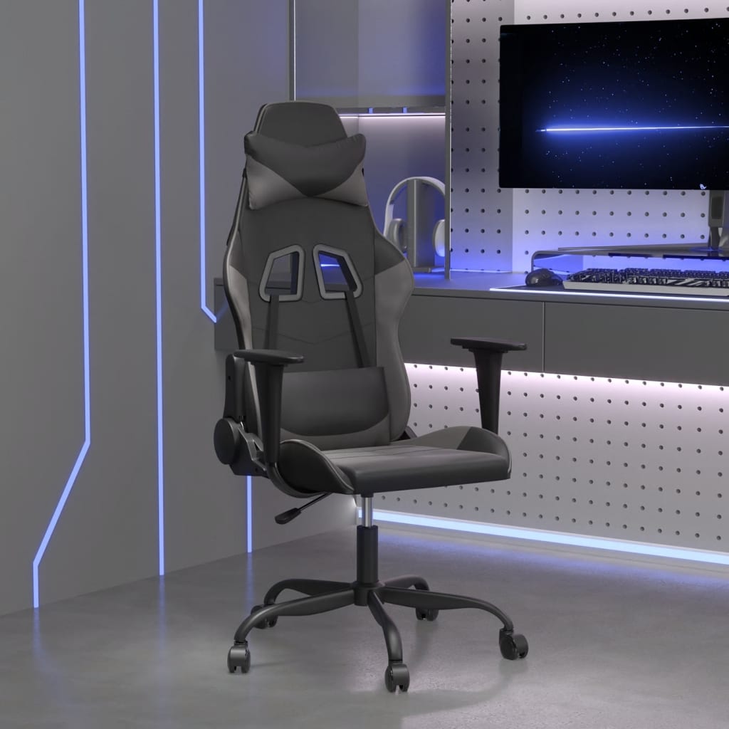 Massage gamestoel kunstleer zwart en grijs