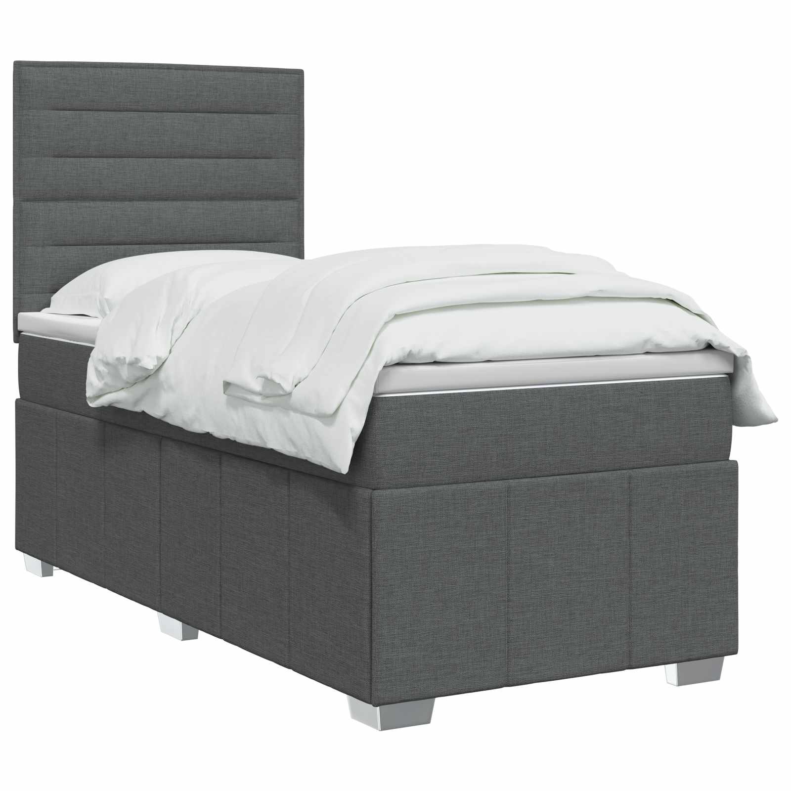 Boxspringbed met matras Donkergrijs 90 x 200 cm Stof – afbeelding 3