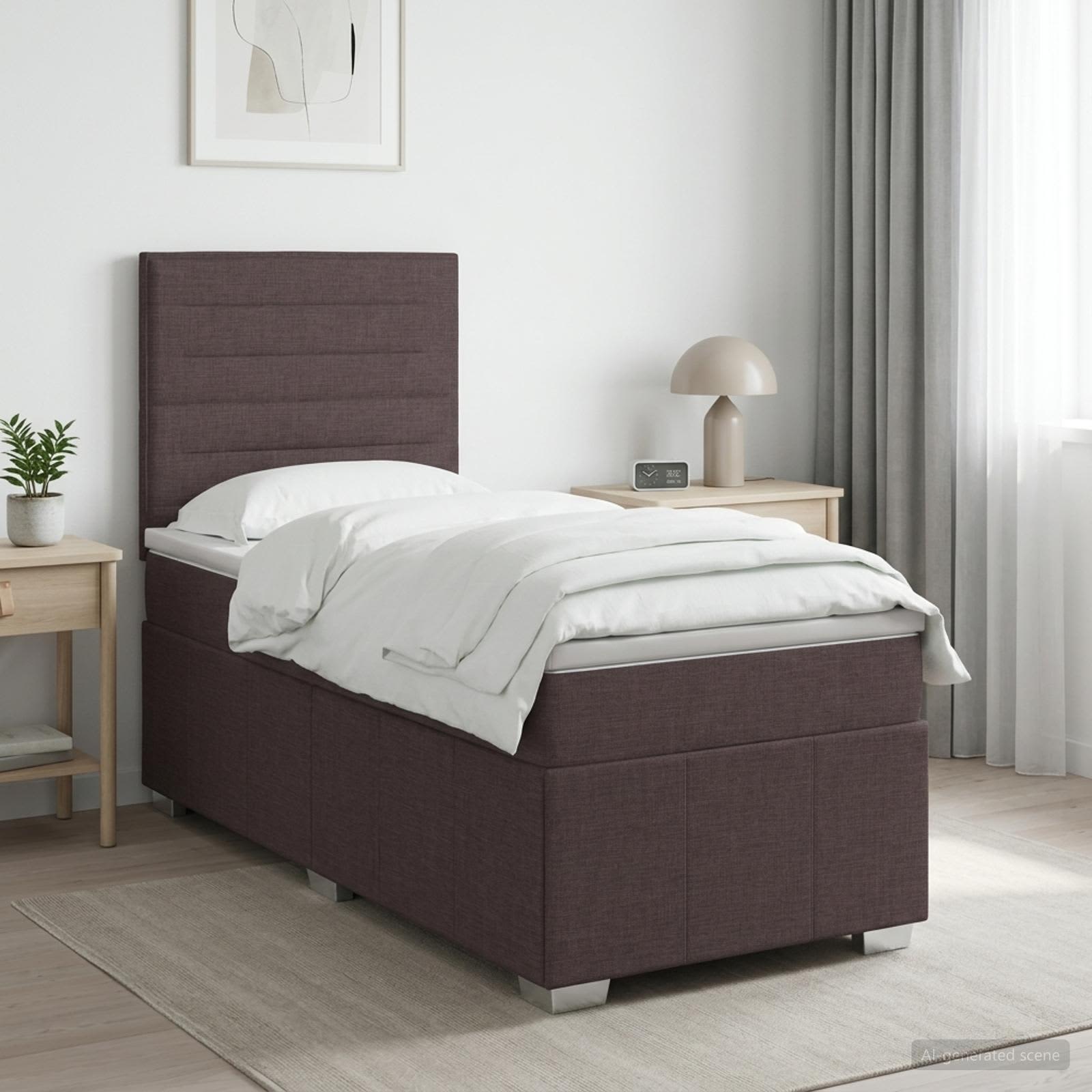 Boxspringbed met matras Donkerbruin 90 x 200 cm Stof