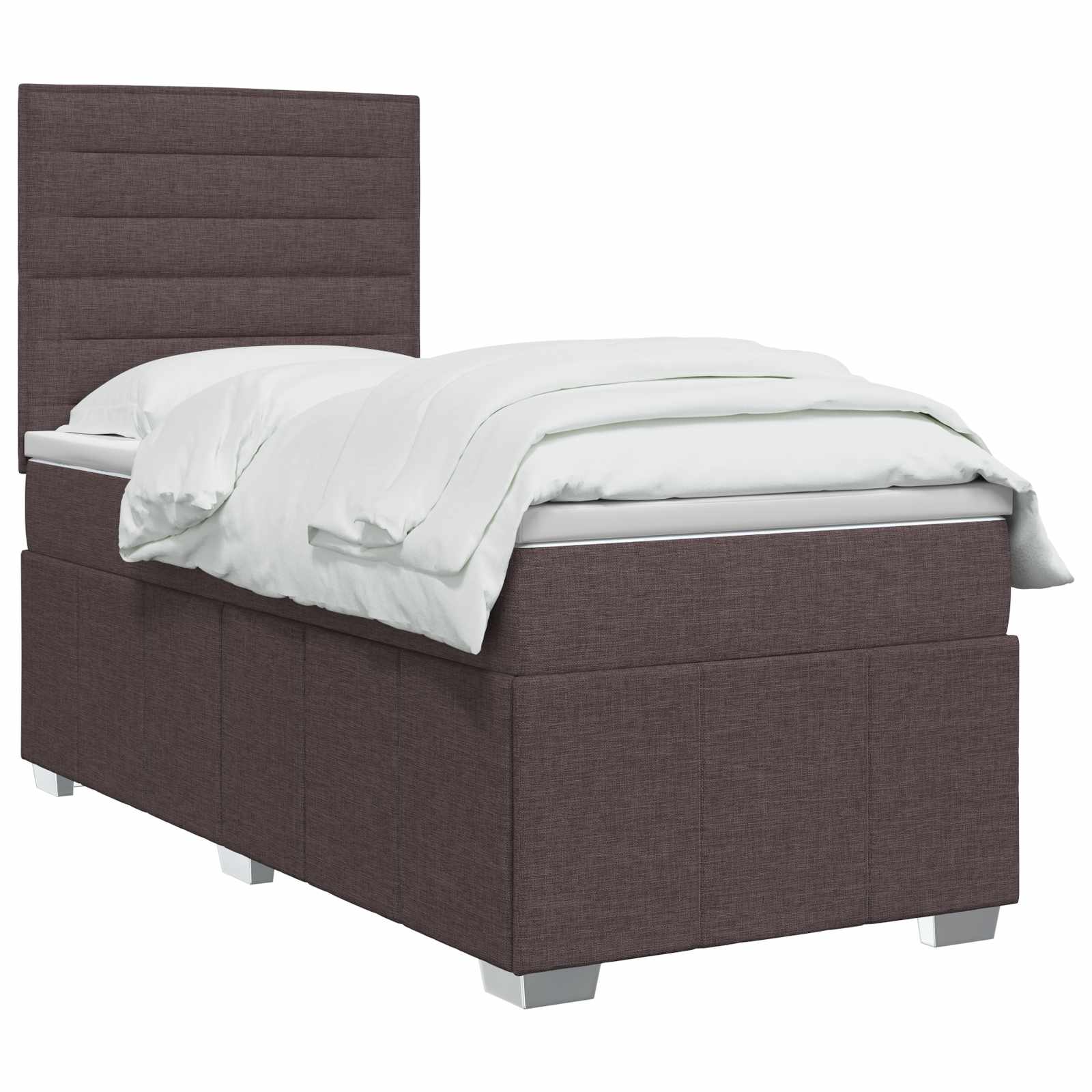 Boxspringbed met matras Donkerbruin 100 x 200 cm Stof – afbeelding 3