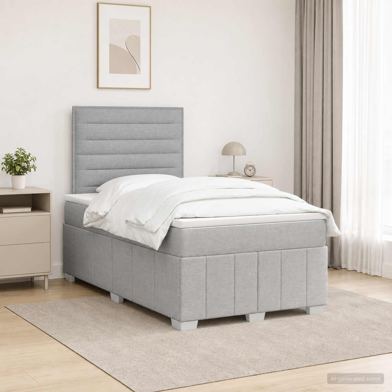 Boxspringbed met matras Lichtgrijs 120 x 190 cm Stof