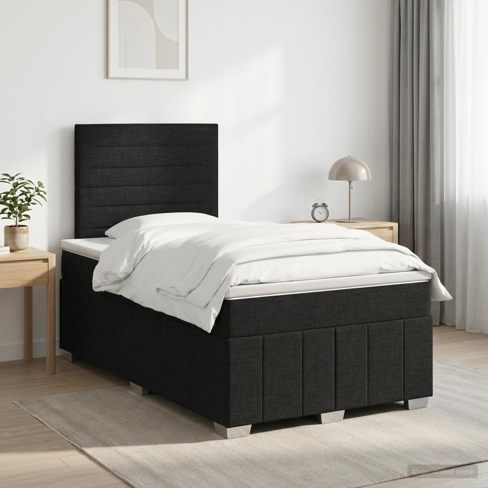 Boxspringbed met matras met hoofdeinde Zwart 120 x 190 cm Stof