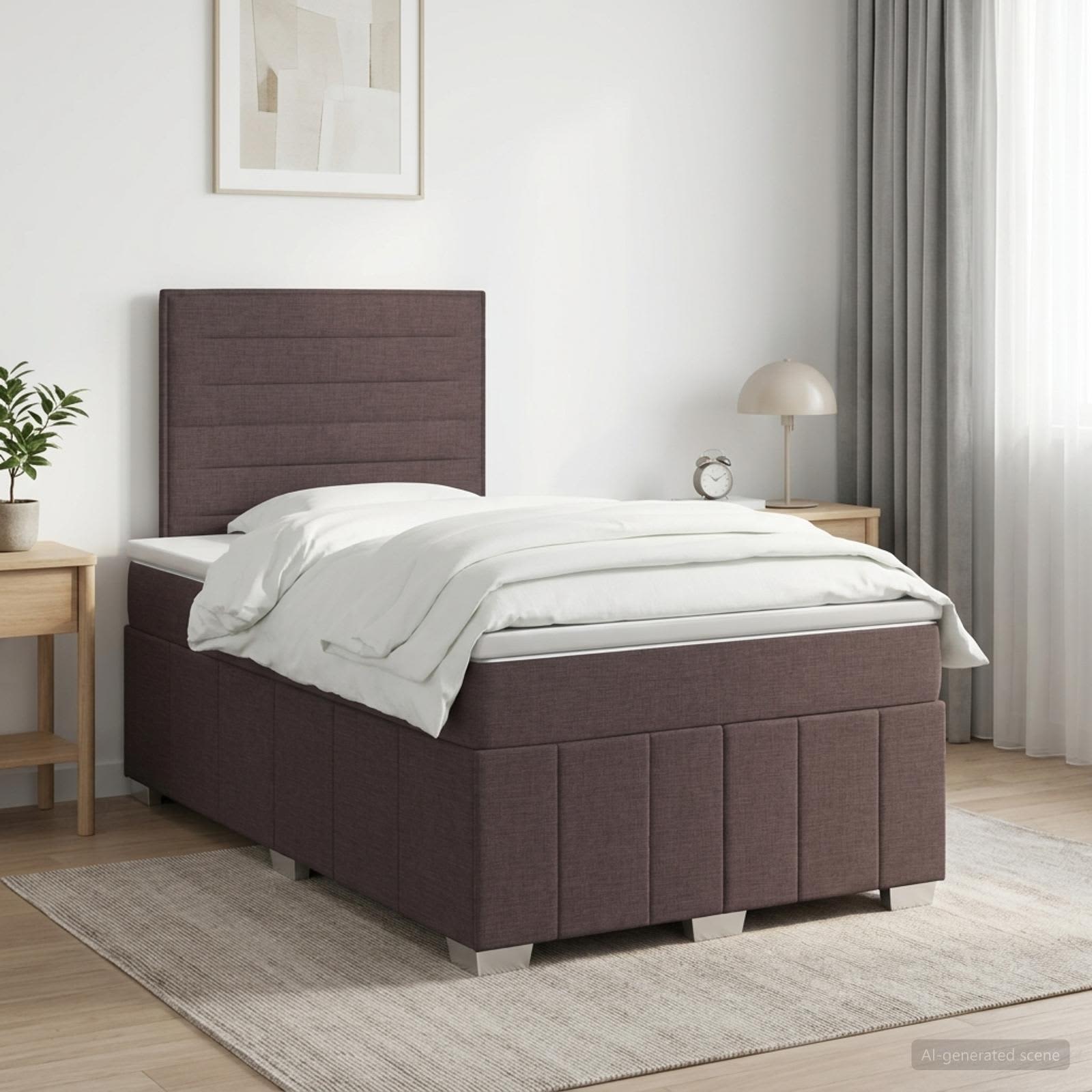 Boxspringbed met matras Donkerbruin 120 x 190 cm Stof