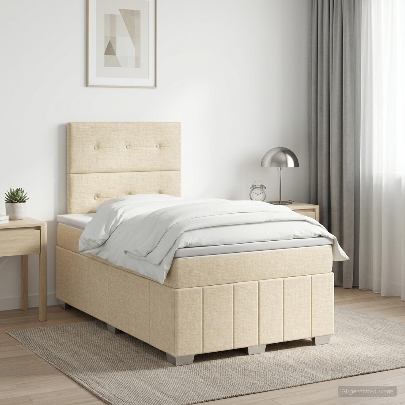 Boxspringbed met matras Crèmekleurig 120 x 190 cm Stof