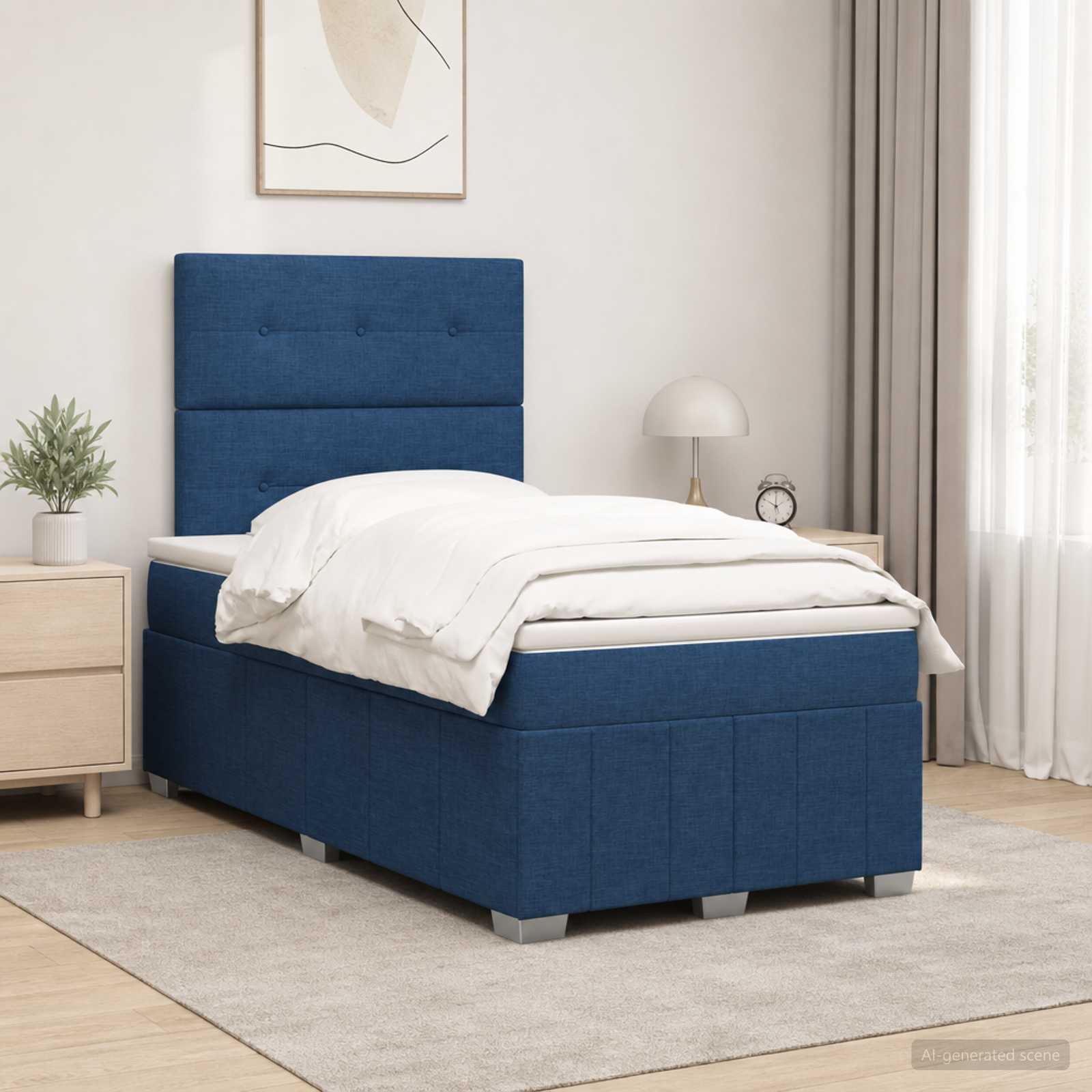Boxspringbed met matras met hoofdeinde Blauw 120 x 190 cm Stof