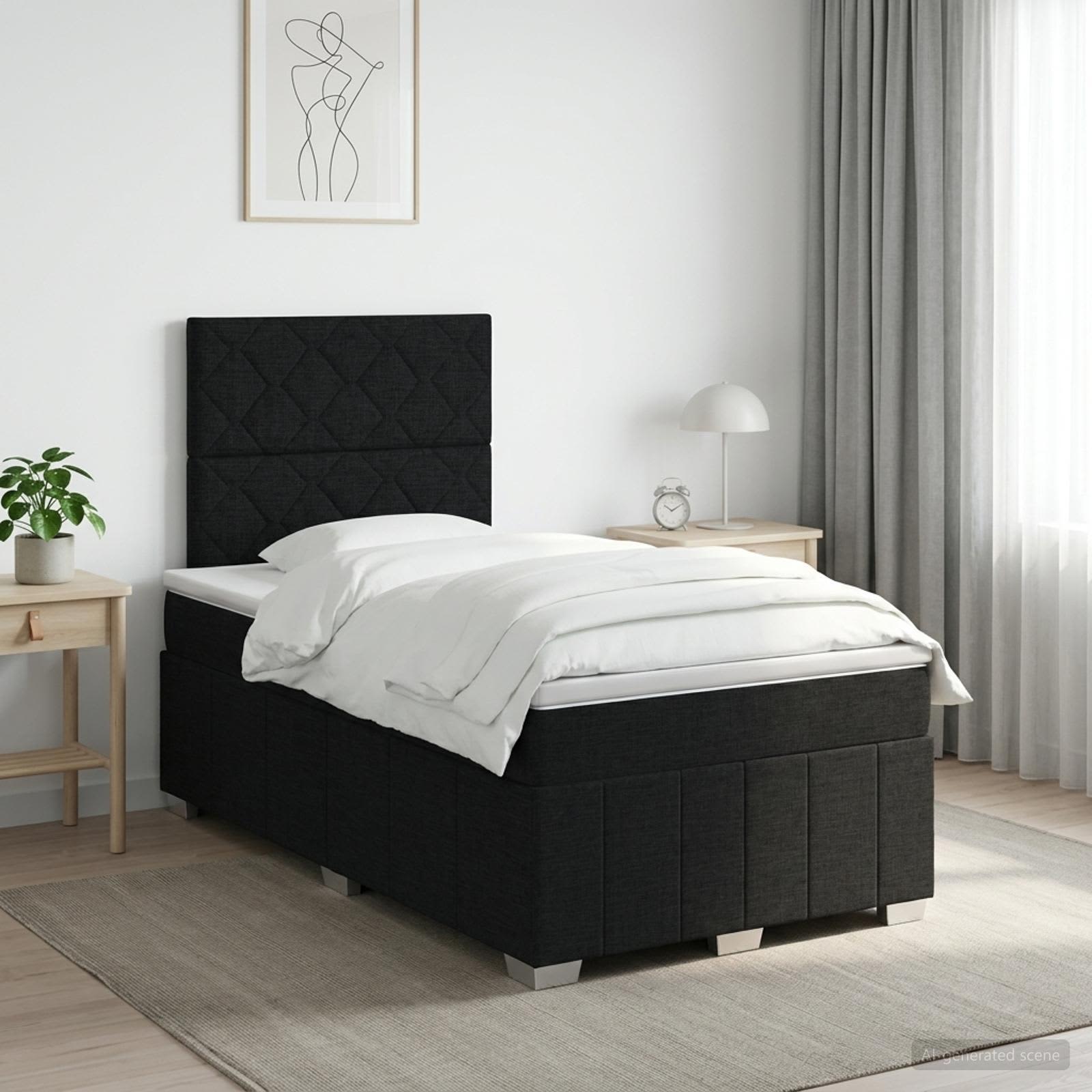 Boxspringbed met matras met hoofdeinde Zwart 120 x 190 cm Stof