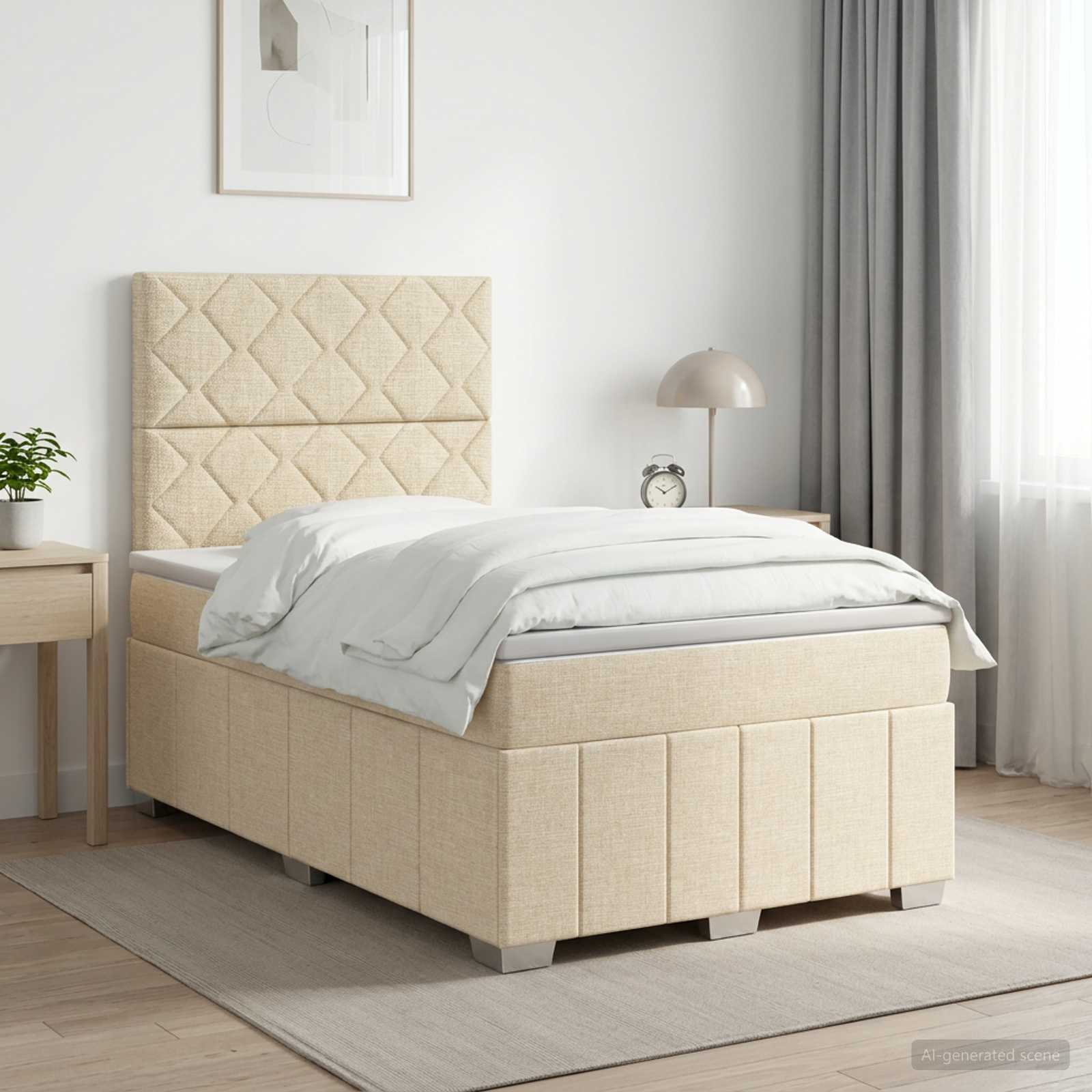 Boxspringbed met matras Crèmekleurig 120 x 190 cm Stof