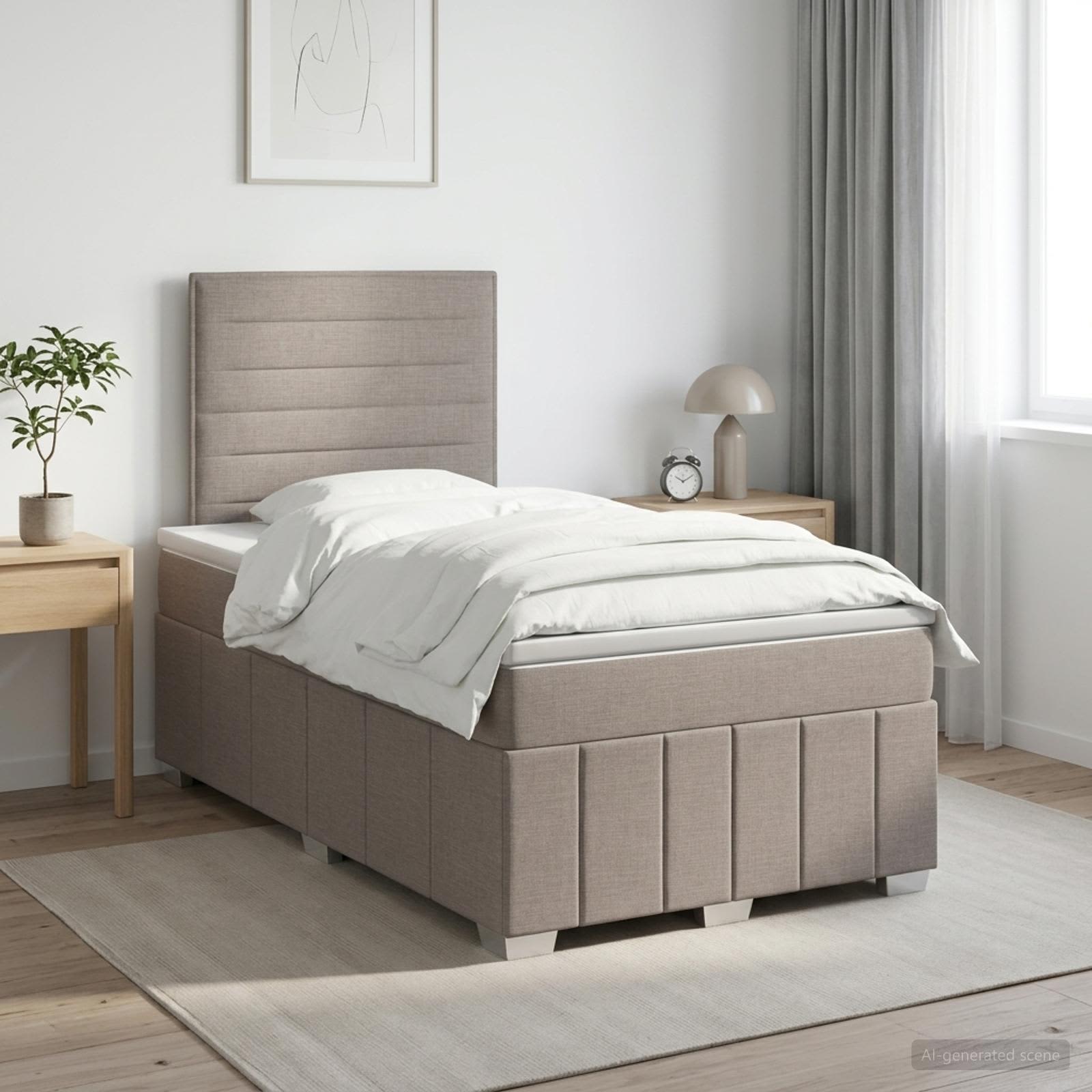 Boxspringbed met matras met hoofdeinde Taupe 120 x 200 cm Stof