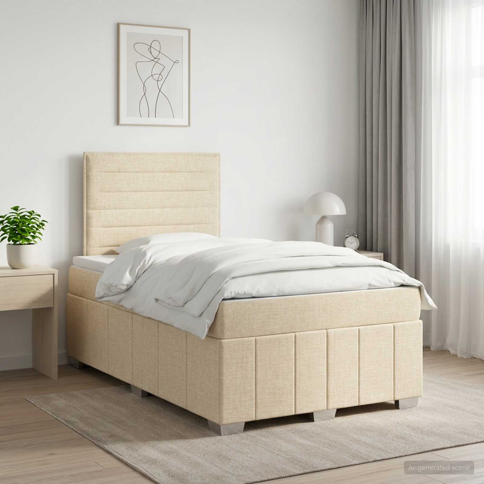 Boxspringbed met matras Crèmekleurig 120 x 200 cm Stof