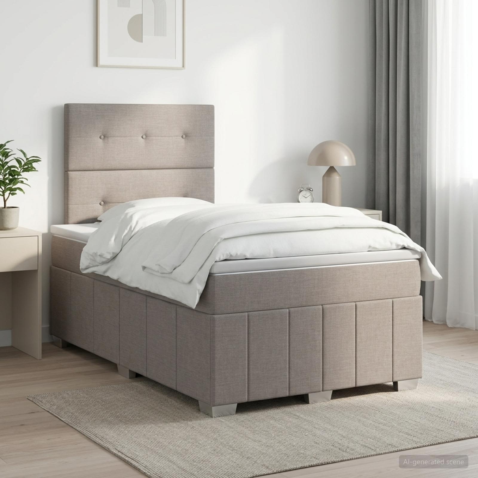 Boxspringbed met matras met hoofdeinde Taupe 120 x 200 cm Stof