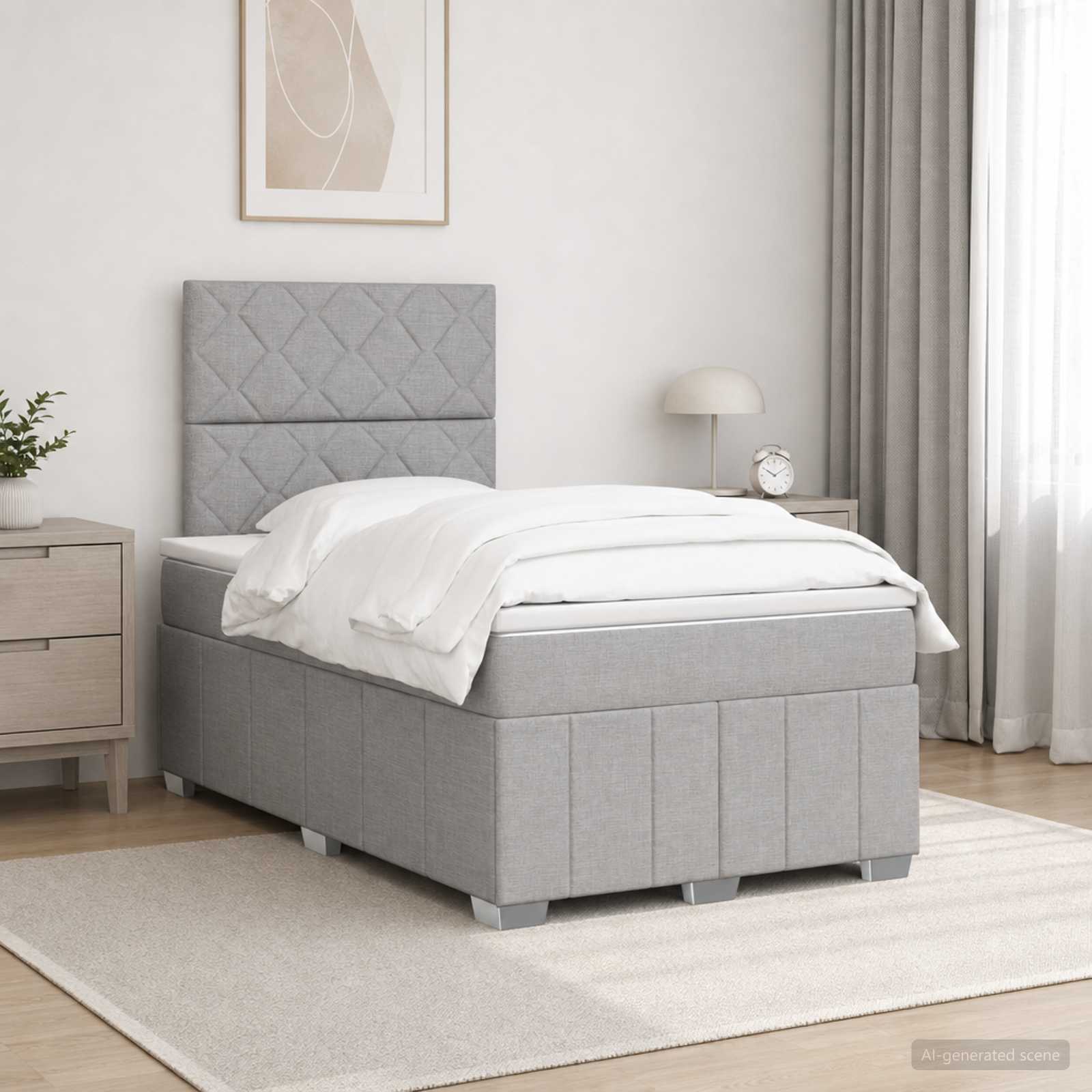 Boxspringbed met matras Lichtgrijs 120 x 200 cm Stof
