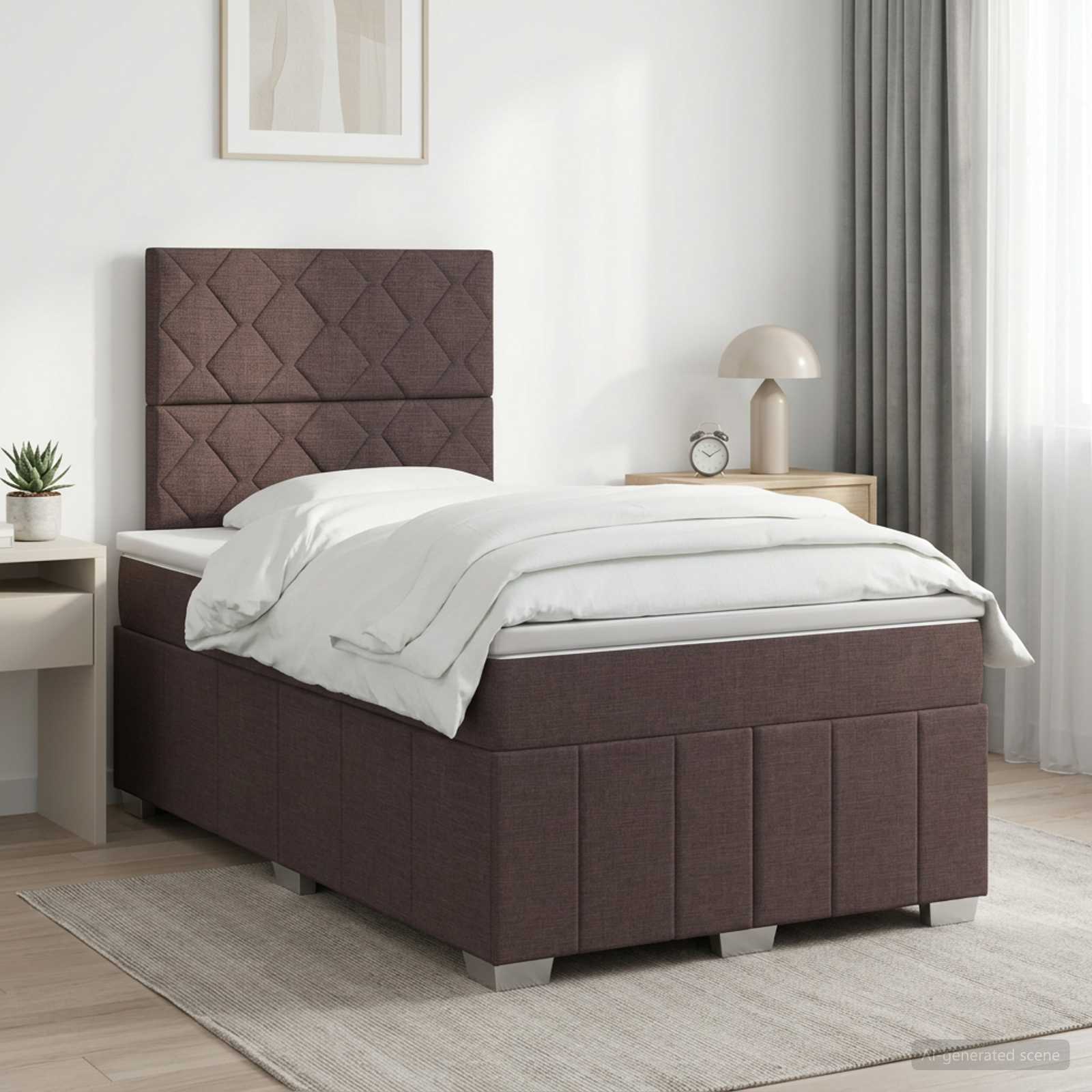 Boxspringbed met matras Donkerbruin 120 x 200 cm Stof