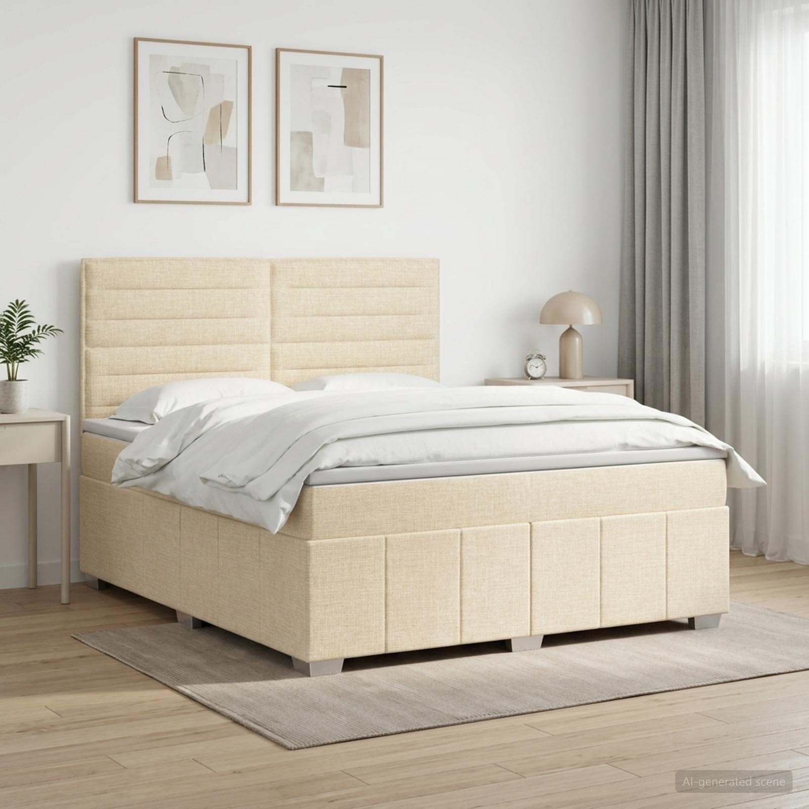 Boxspringbed met matras Crèmekleurig 140 x 200 cm Stof