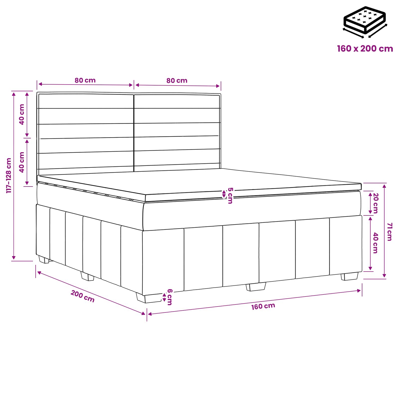 Boxspringbed met matras Lichtgrijs 160 x 200 cm Stof – afbeelding 11