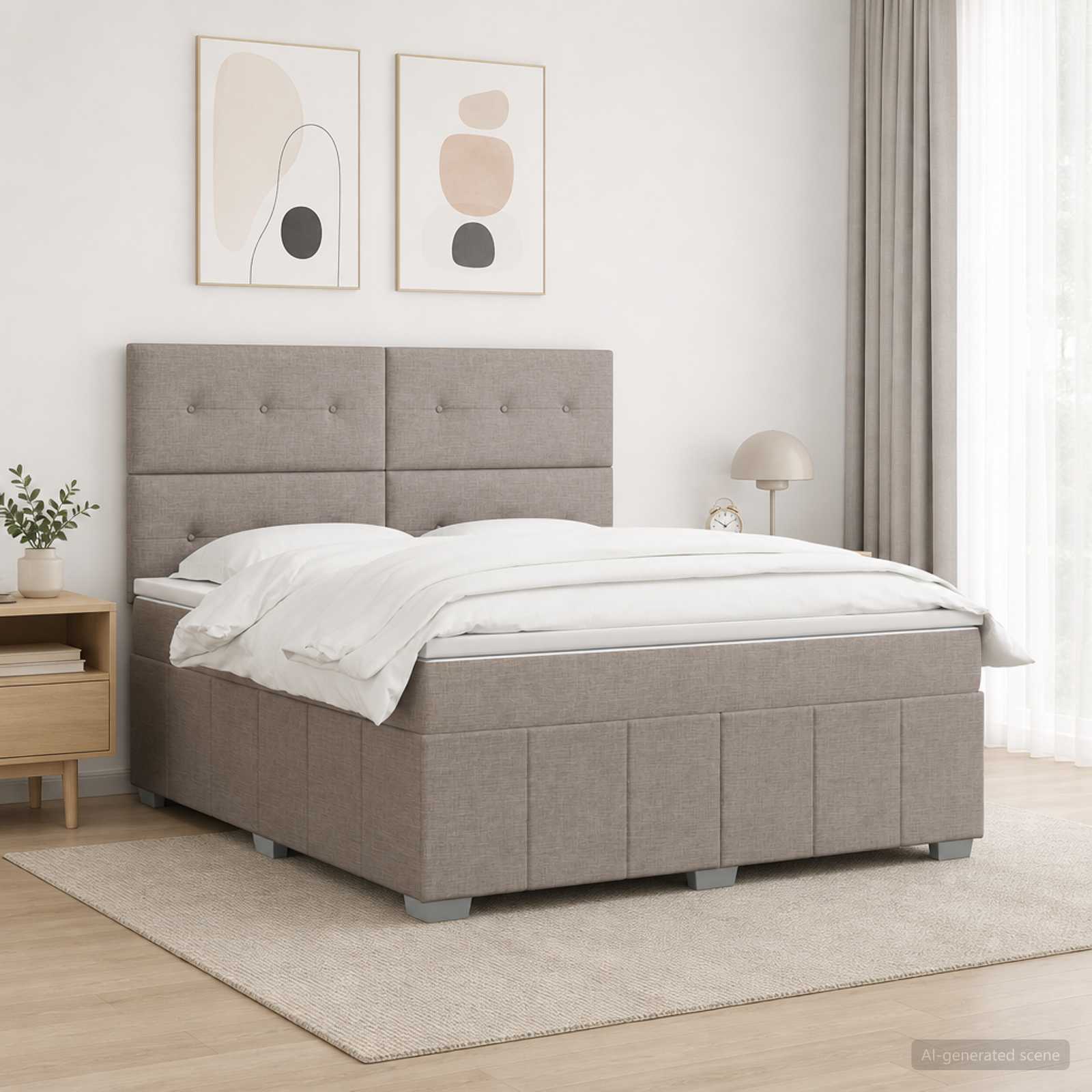 Boxspringbed met matras met hoofdeinde Taupe 160 x 200 cm Stof