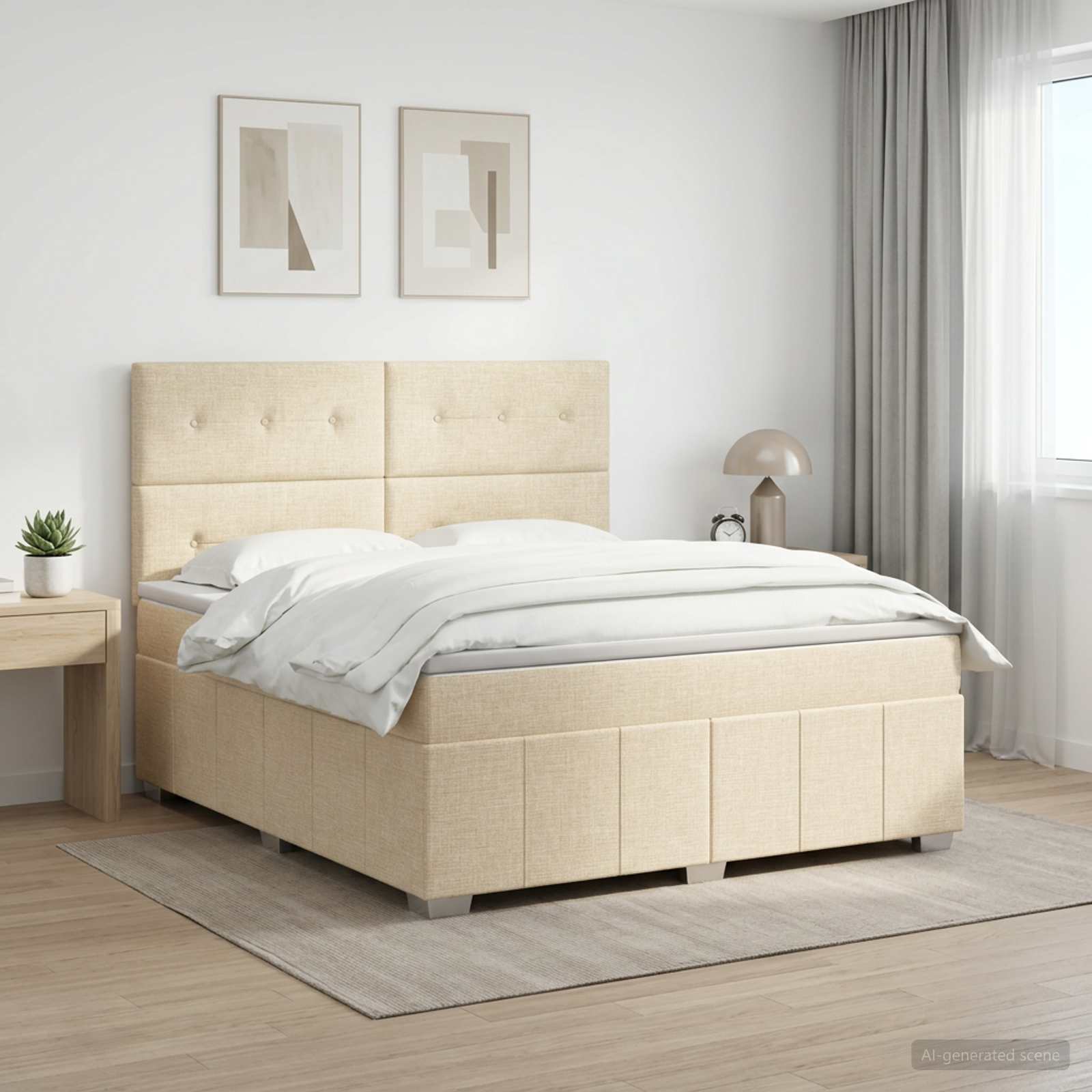 Boxspringbed met matras Crèmekleurig 160 x 200 cm Stof