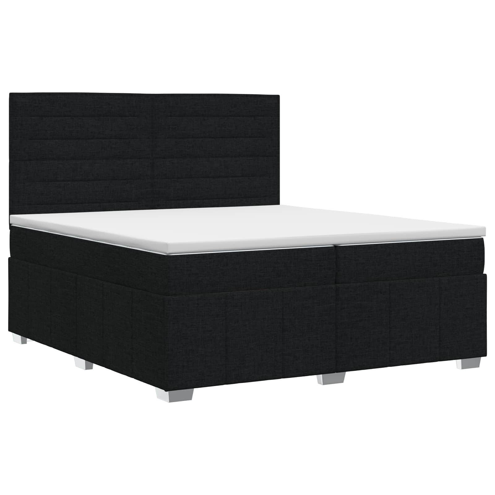 Boxspringbed met matras met hoofdeinde Zwart 200 x 200 cm Stof – afbeelding 2