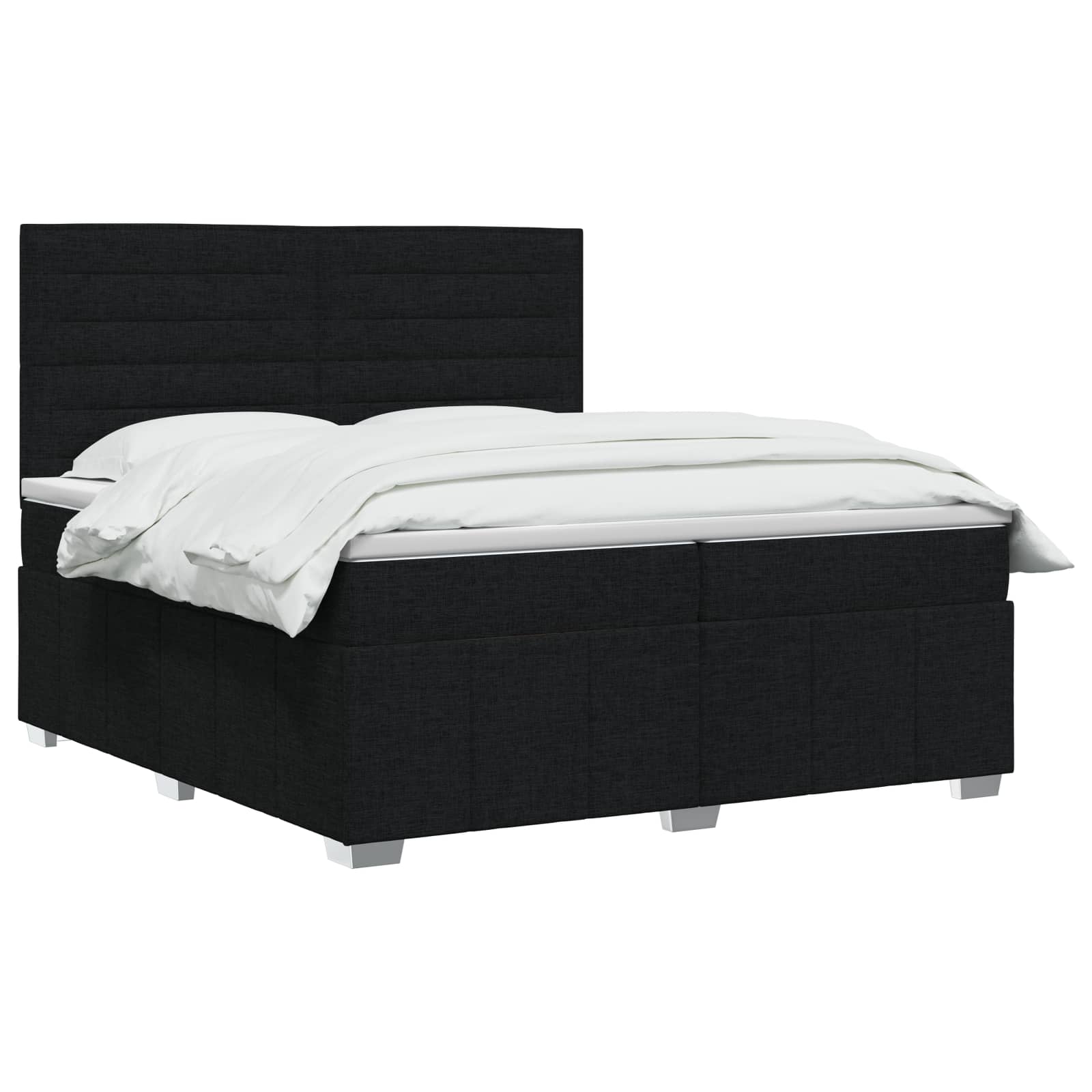 Boxspringbed met matras met hoofdeinde Zwart 200 x 200 cm Stof – afbeelding 3