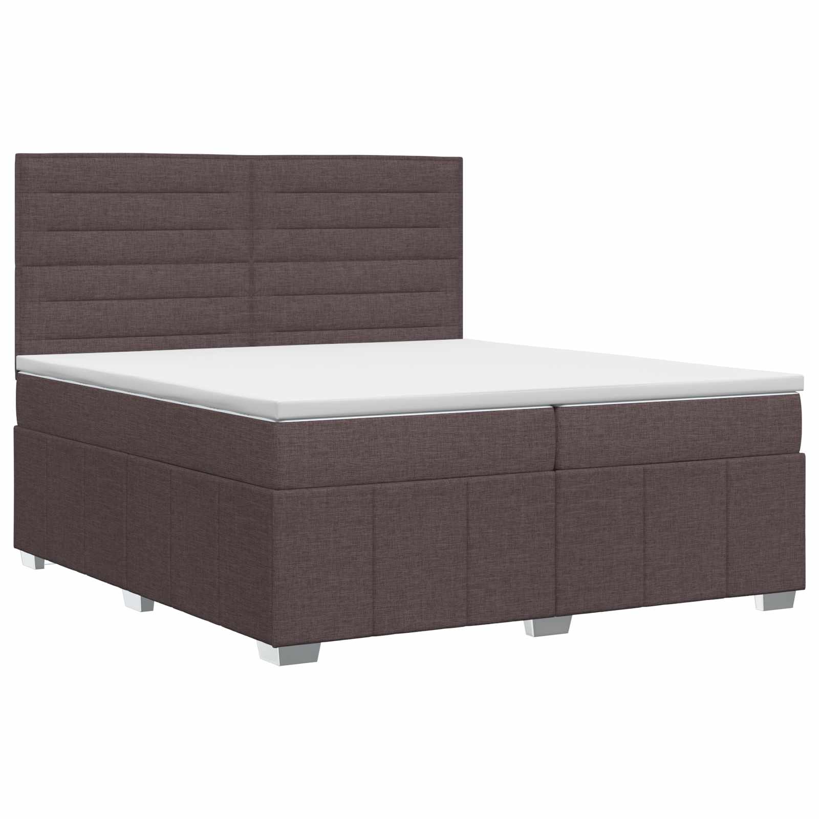 Boxspringbed met matras Donkerbruin 200 x 200 cm Stof – afbeelding 2