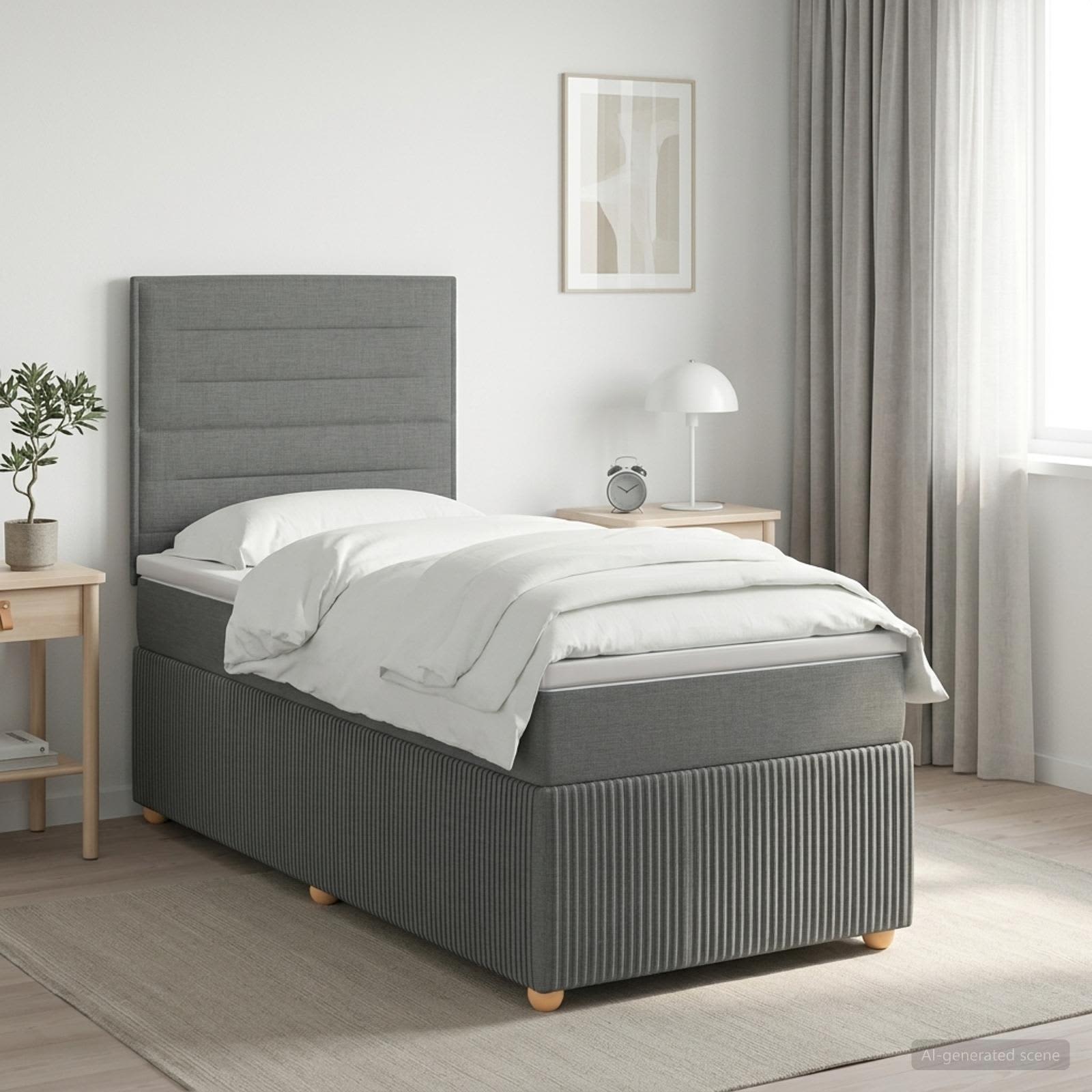 Boxspringbed met matras Donkergrijs 80 x 200 cm Stof