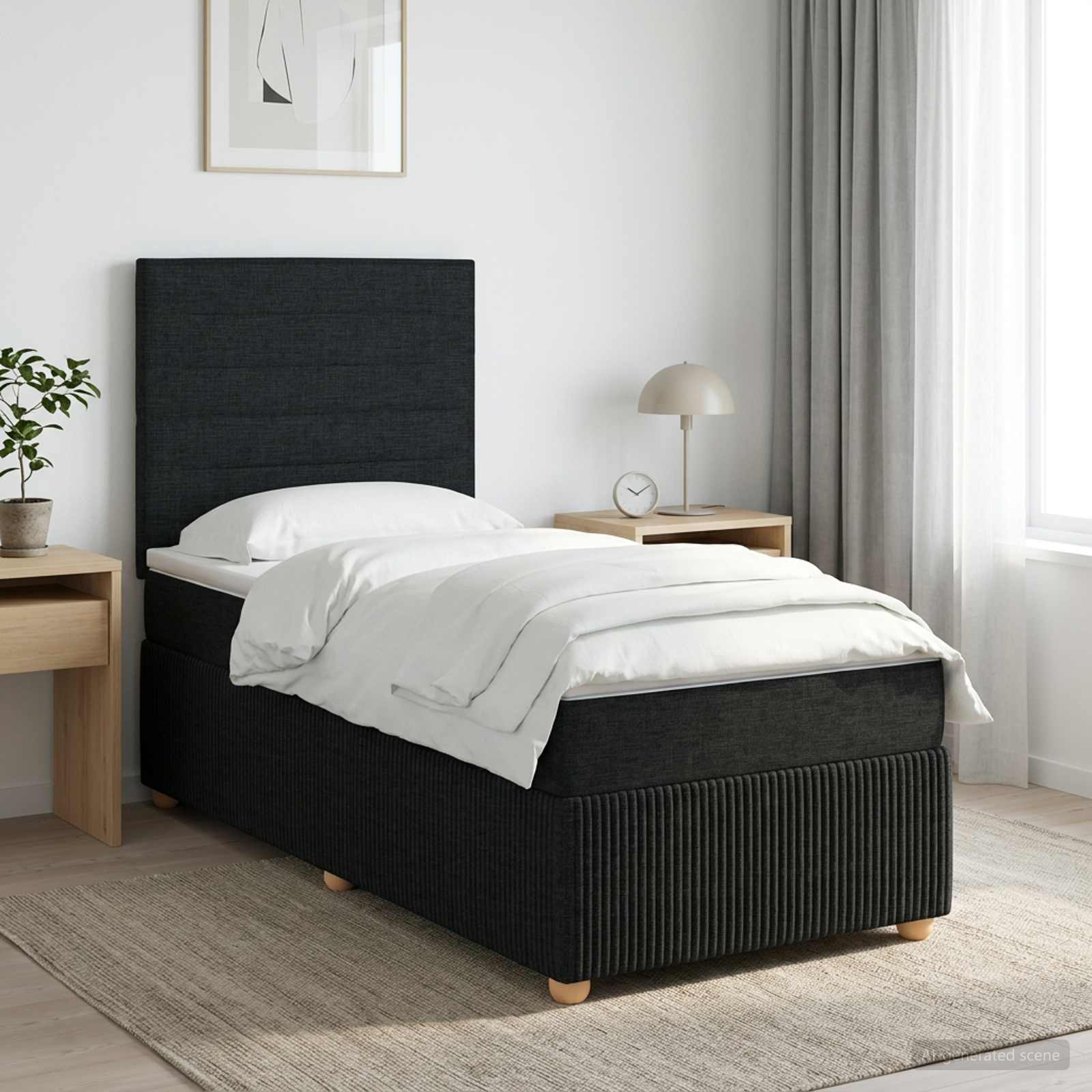 Boxspringbed met matras met hoofdeinde Zwart 80 x 200 cm Stof