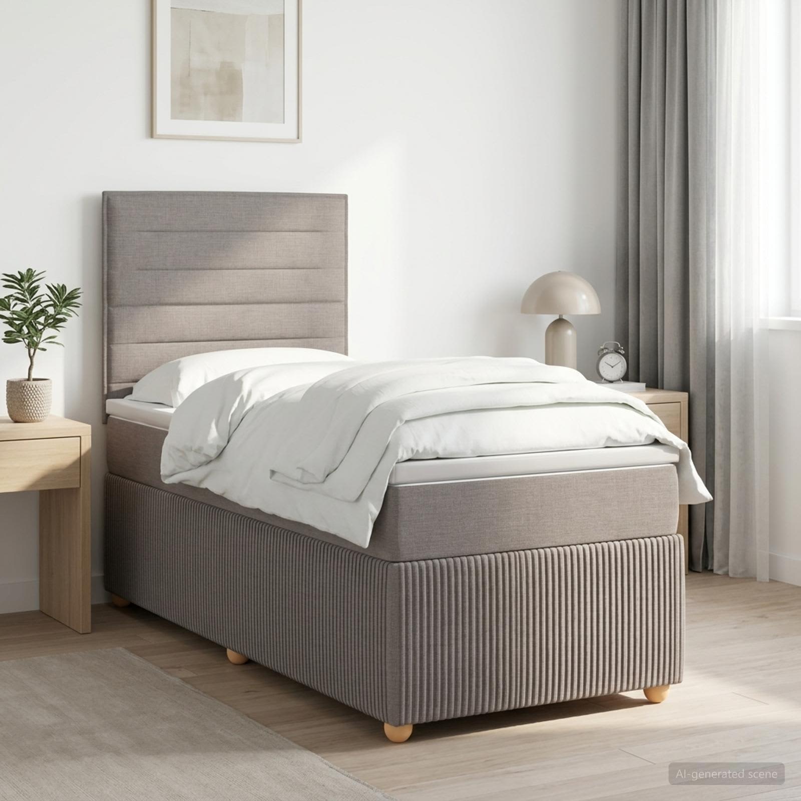 Boxspringbed met matras met hoofdeinde Taupe 80 x 200 cm Stof