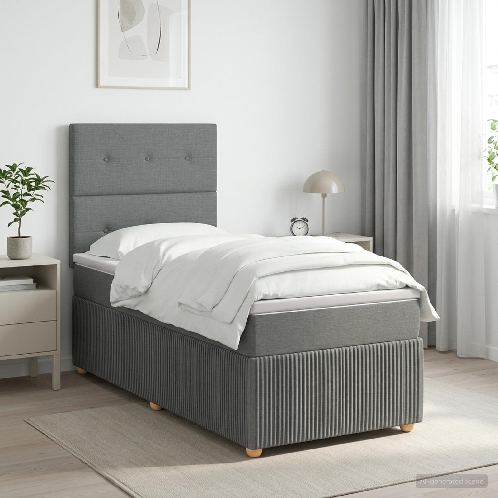 Boxspringbed met matras Donkergrijs 80 x 200 cm Stof