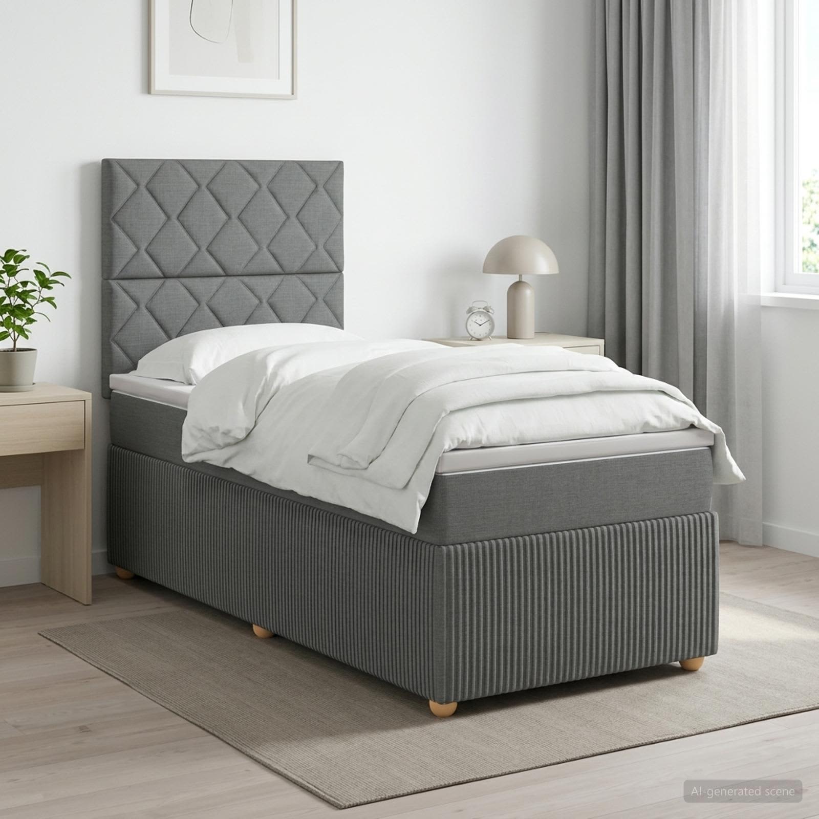 Boxspringbed met matras Donkergrijs 80 x 200 cm Stof