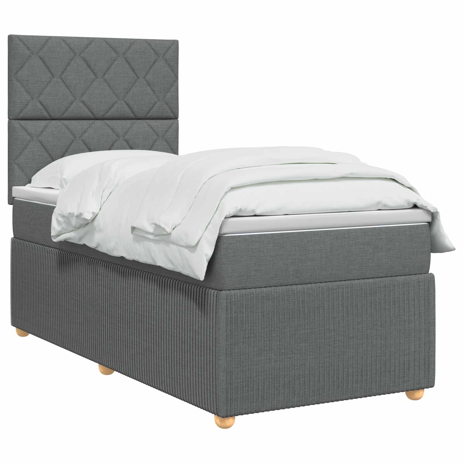 Boxspringbed met matras Donkergrijs 80 x 200 cm Stof – afbeelding 3