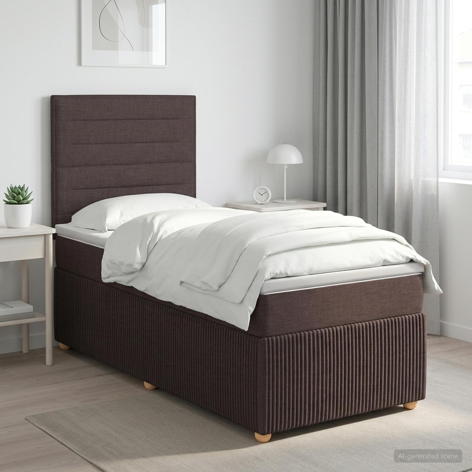 Boxspringbed met matras Donkerbruin 90 x 190 cm Stof