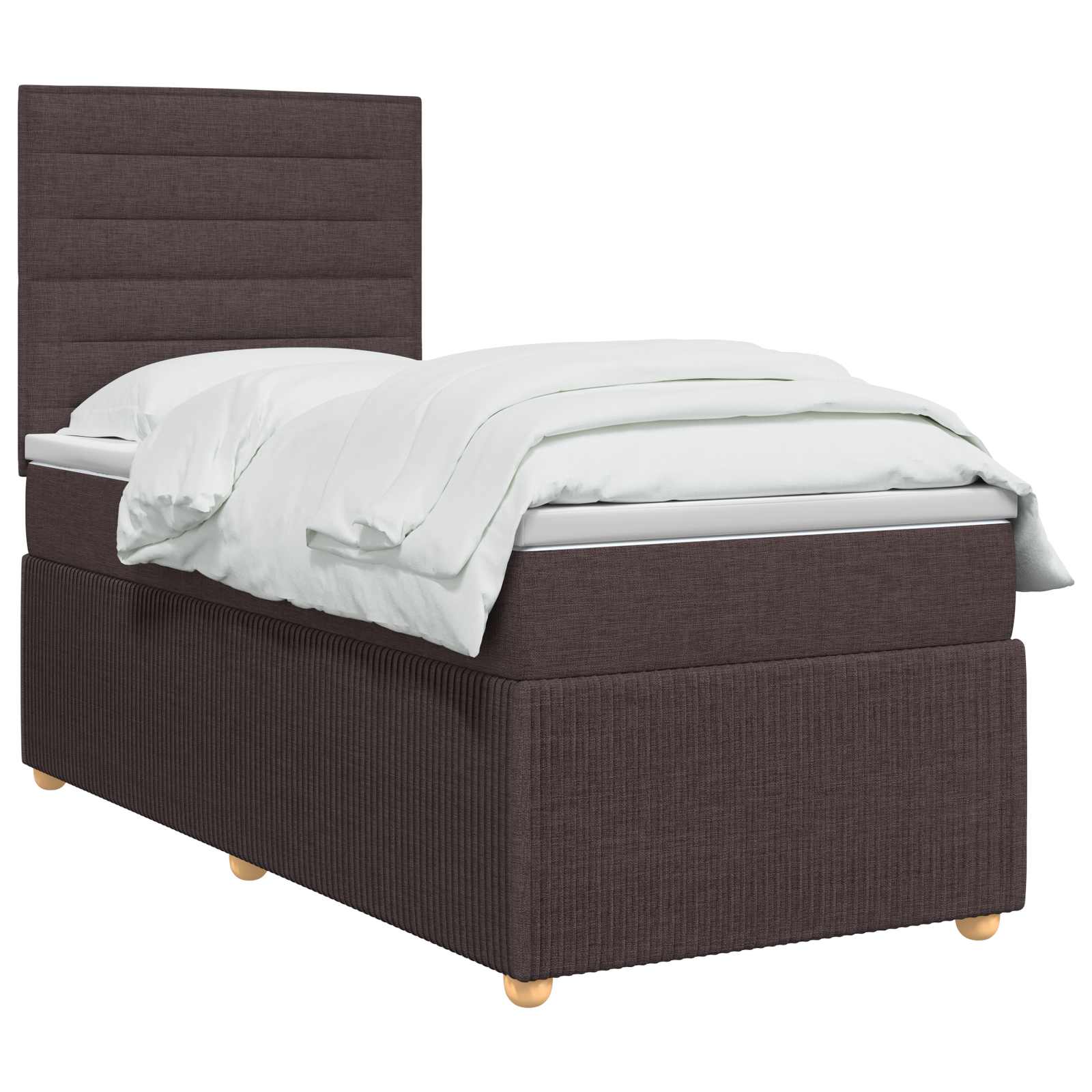 Boxspringbed met matras Donkerbruin 90 x 190 cm Stof – afbeelding 3