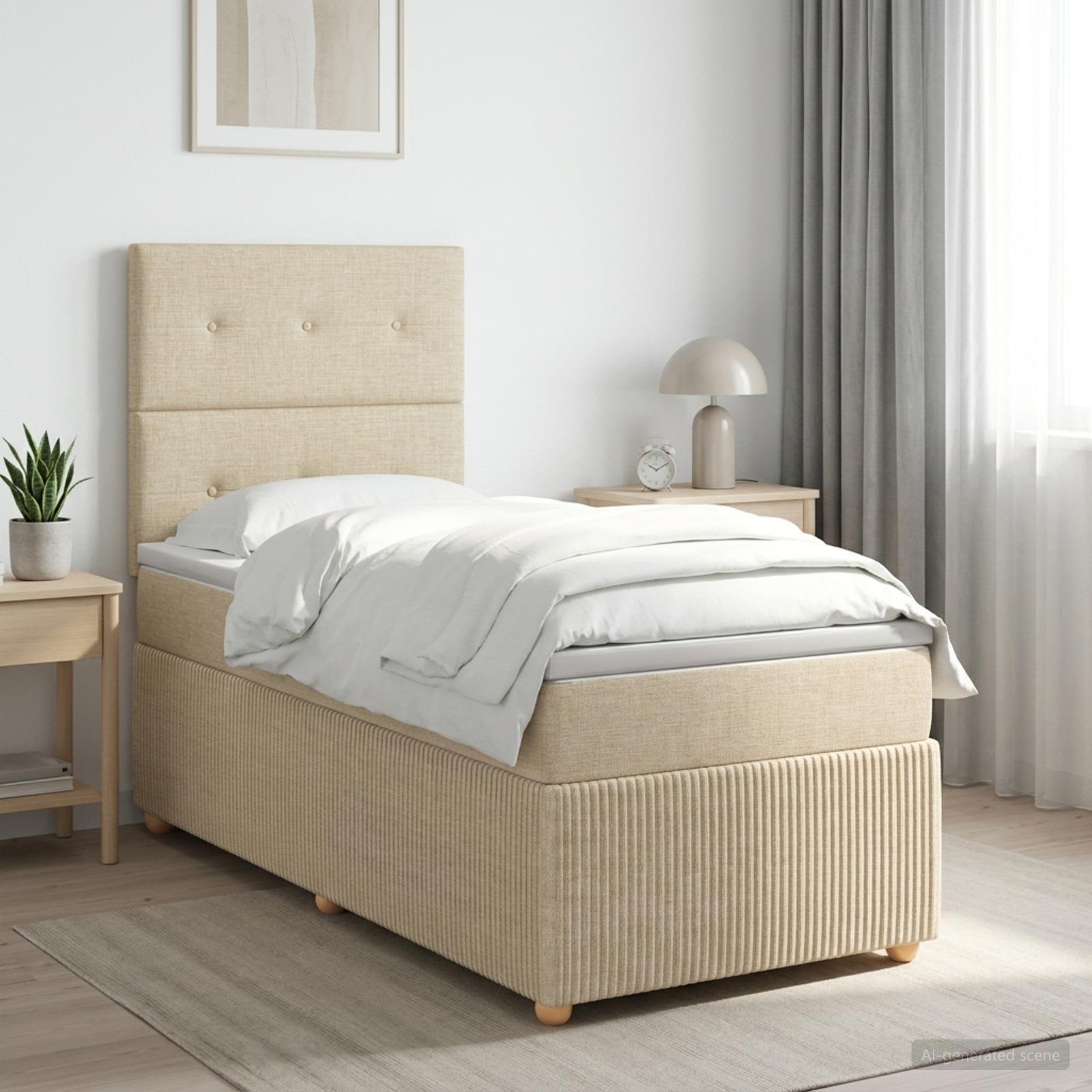 Boxspringbed met matras Crèmekleurig 90 x 190 cm Stof