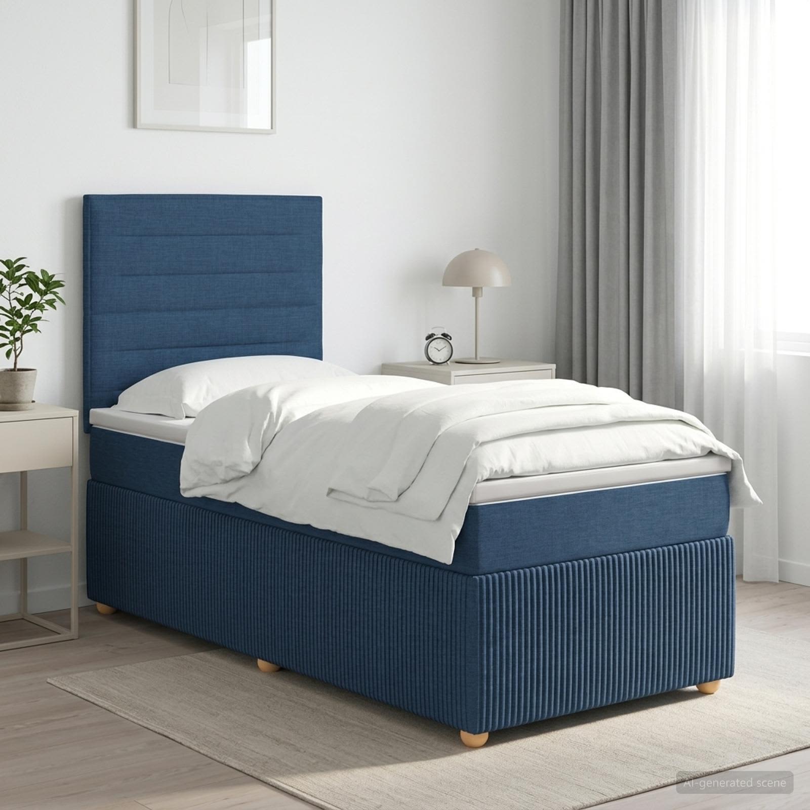 Boxspringbed met matras met hoofdeinde Blauw 90 x 200 cm Stof