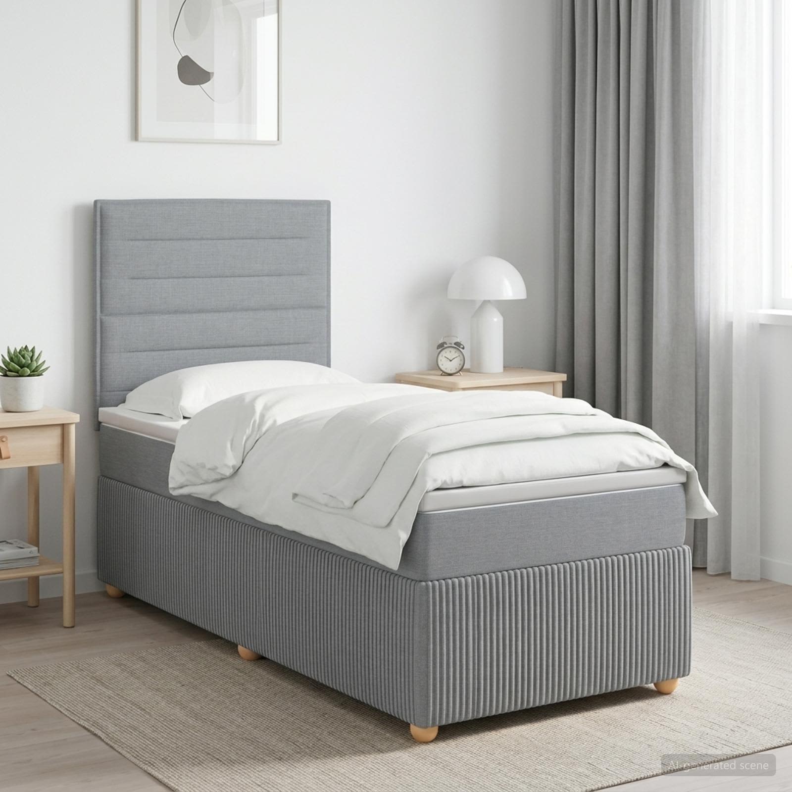 Boxspringbed met matras Lichtgrijs 100 x 200 cm Stof
