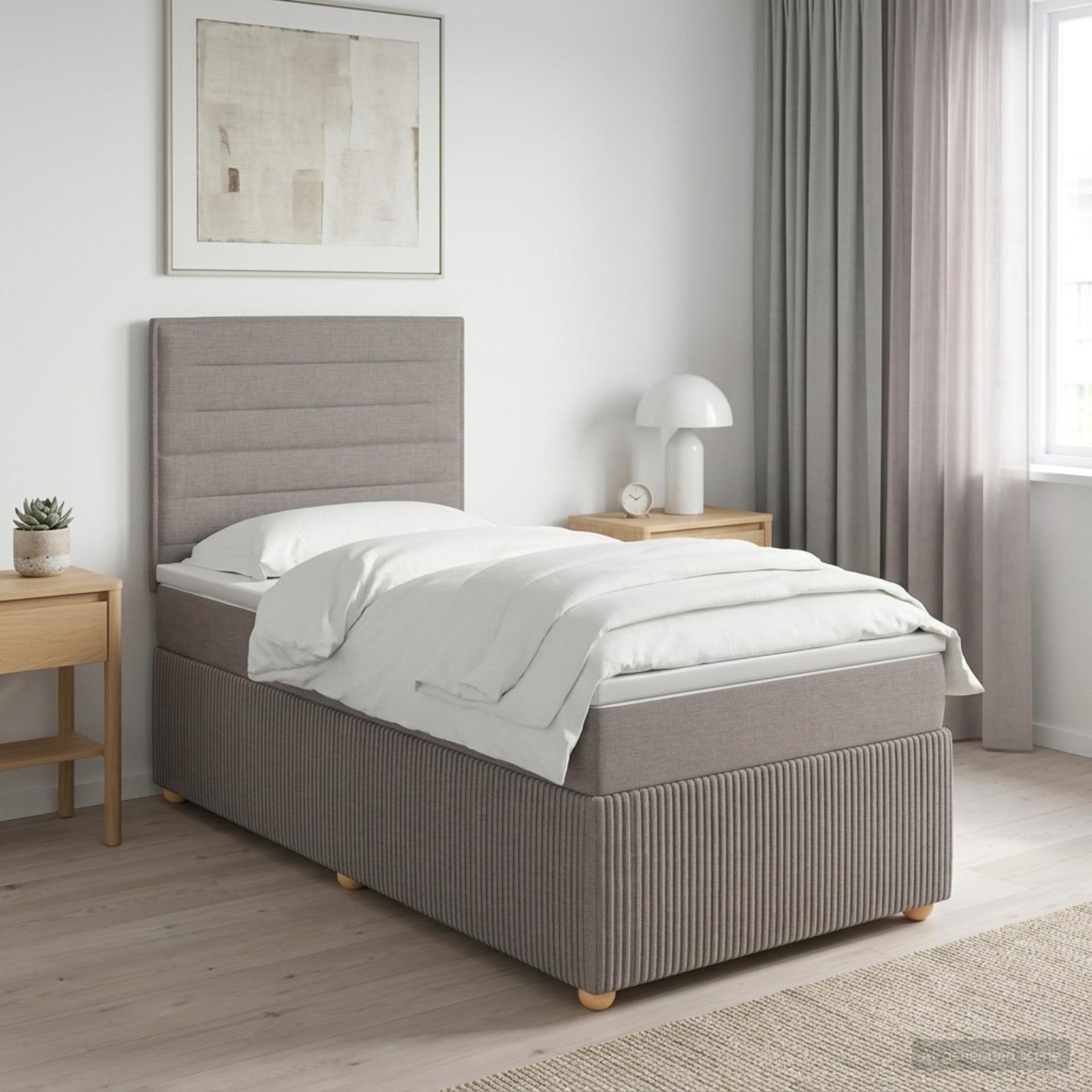 Boxspringbed met matras met hoofdeinde Taupe 100 x 200 cm Stof