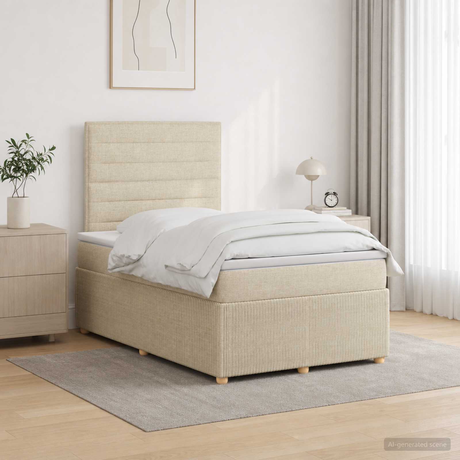 Boxspringbed met matras Crèmekleurig 120 x 190 cm Stof