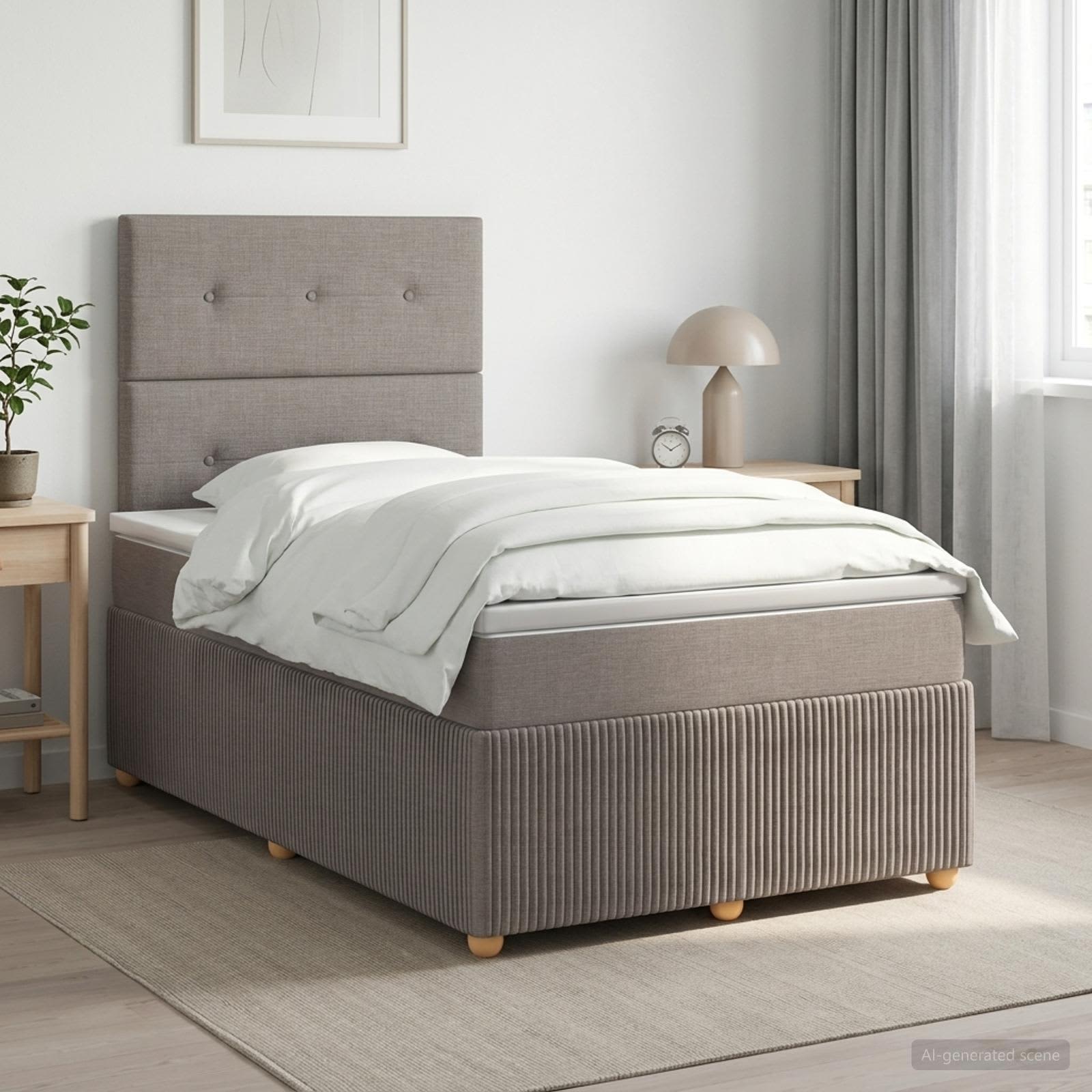 Boxspringbed met matras met hoofdeinde Taupe 120 x 190 cm Stof