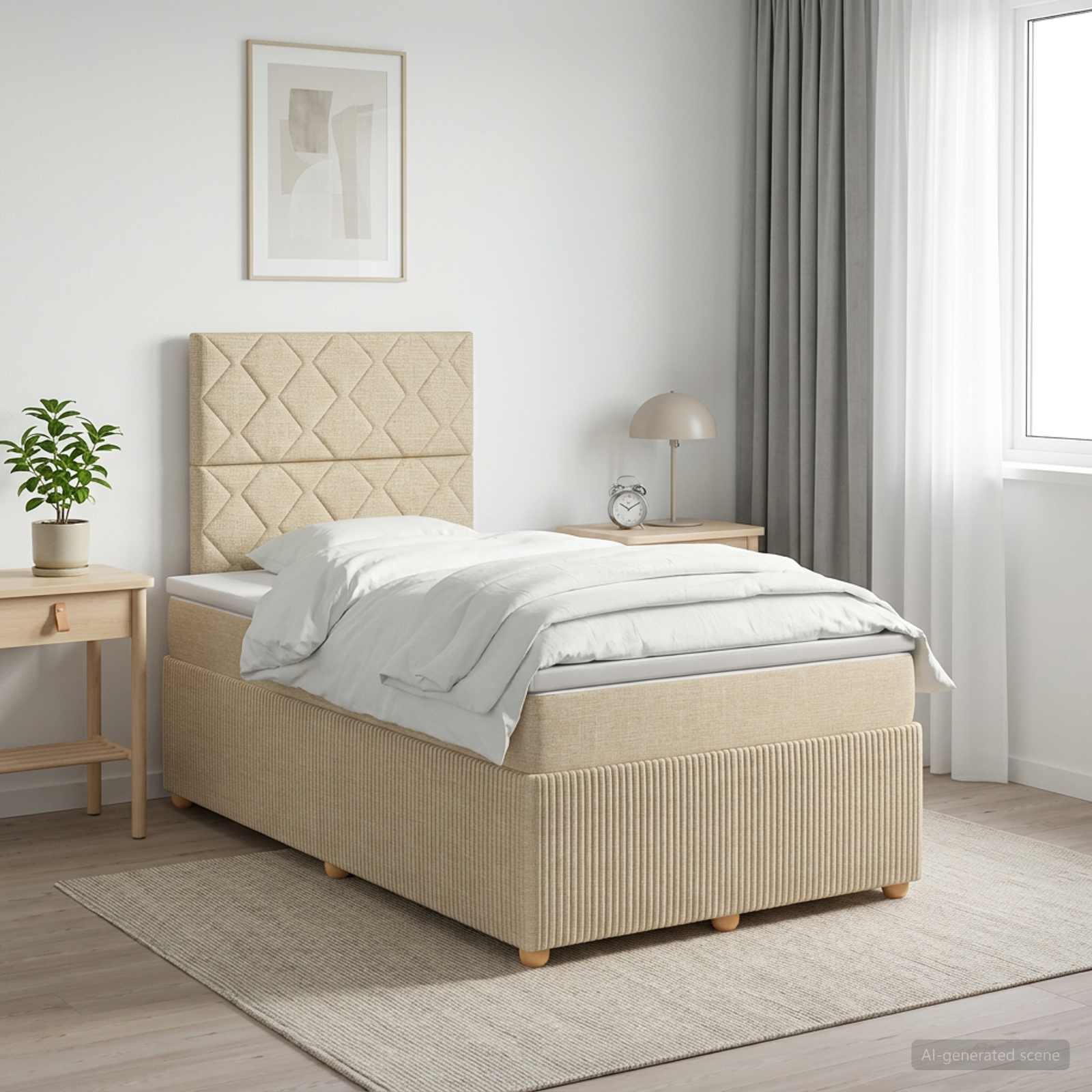 Boxspringbed met matras Crèmekleurig 120 x 190 cm Stof