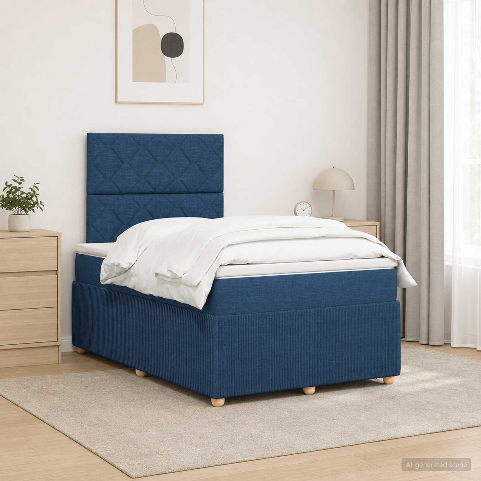 Boxspringbed met matras met hoofdeinde Blauw 120 x 190 cm Stof