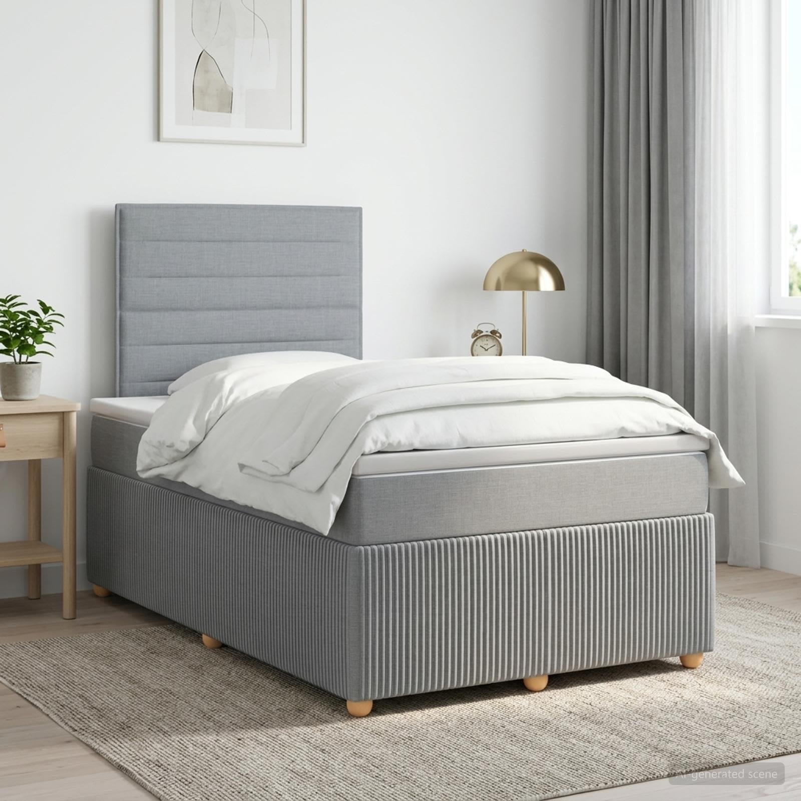 Boxspringbed met matras Lichtgrijs 120 x 200 cm Stof