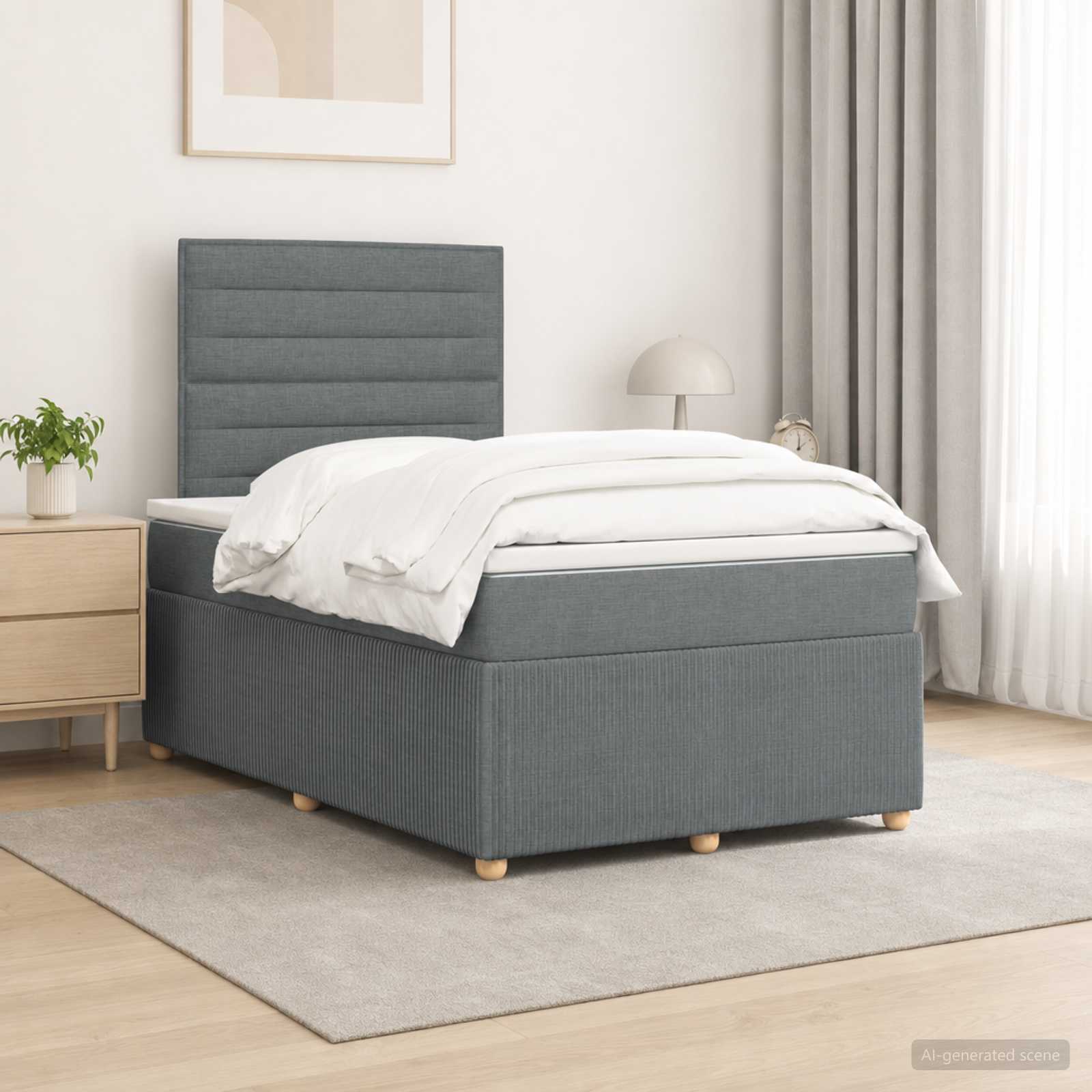 Boxspringbed met matras Donkergrijs 120 x 200 cm Stof