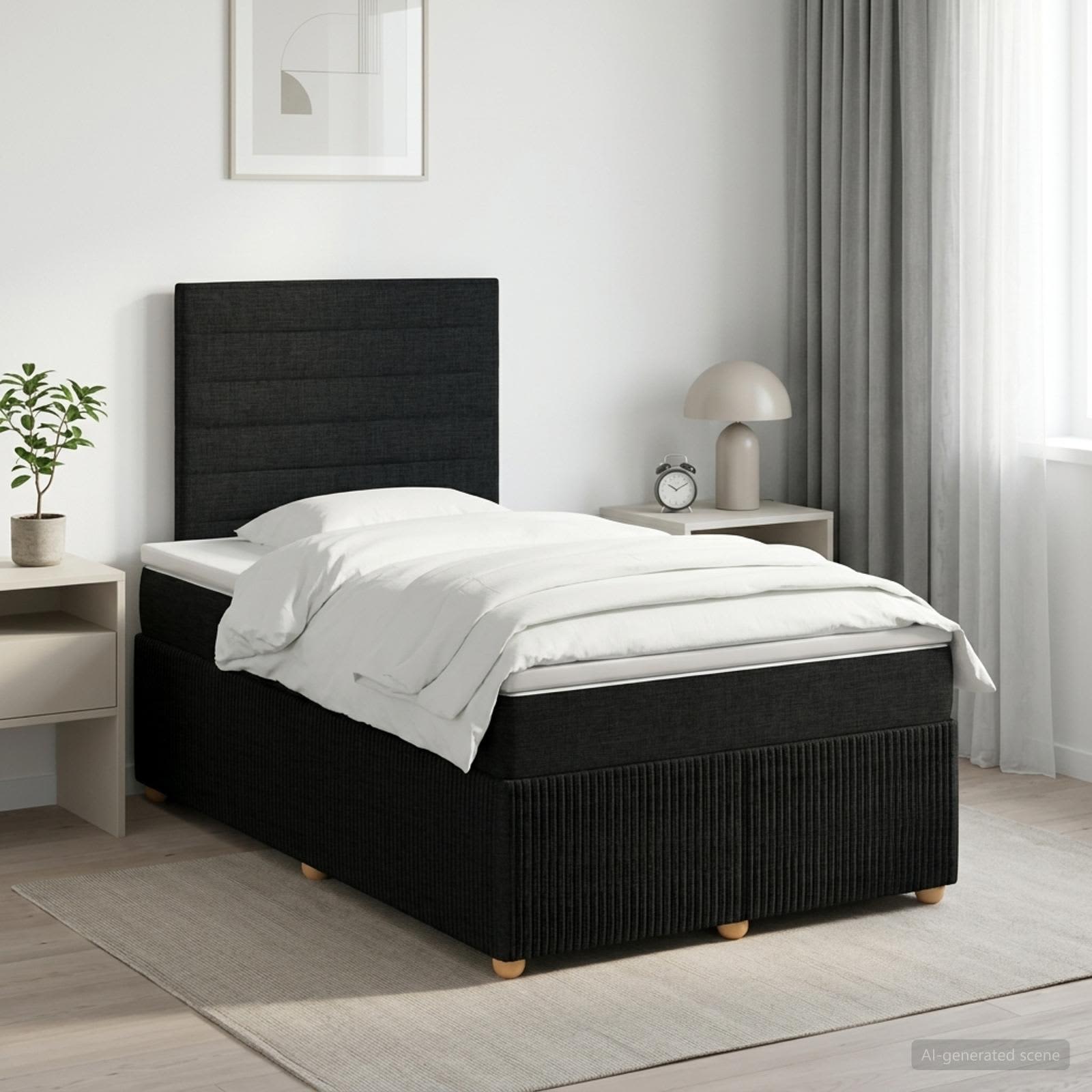 Boxspringbed met matras met hoofdeinde Zwart 120 x 200 cm Stof