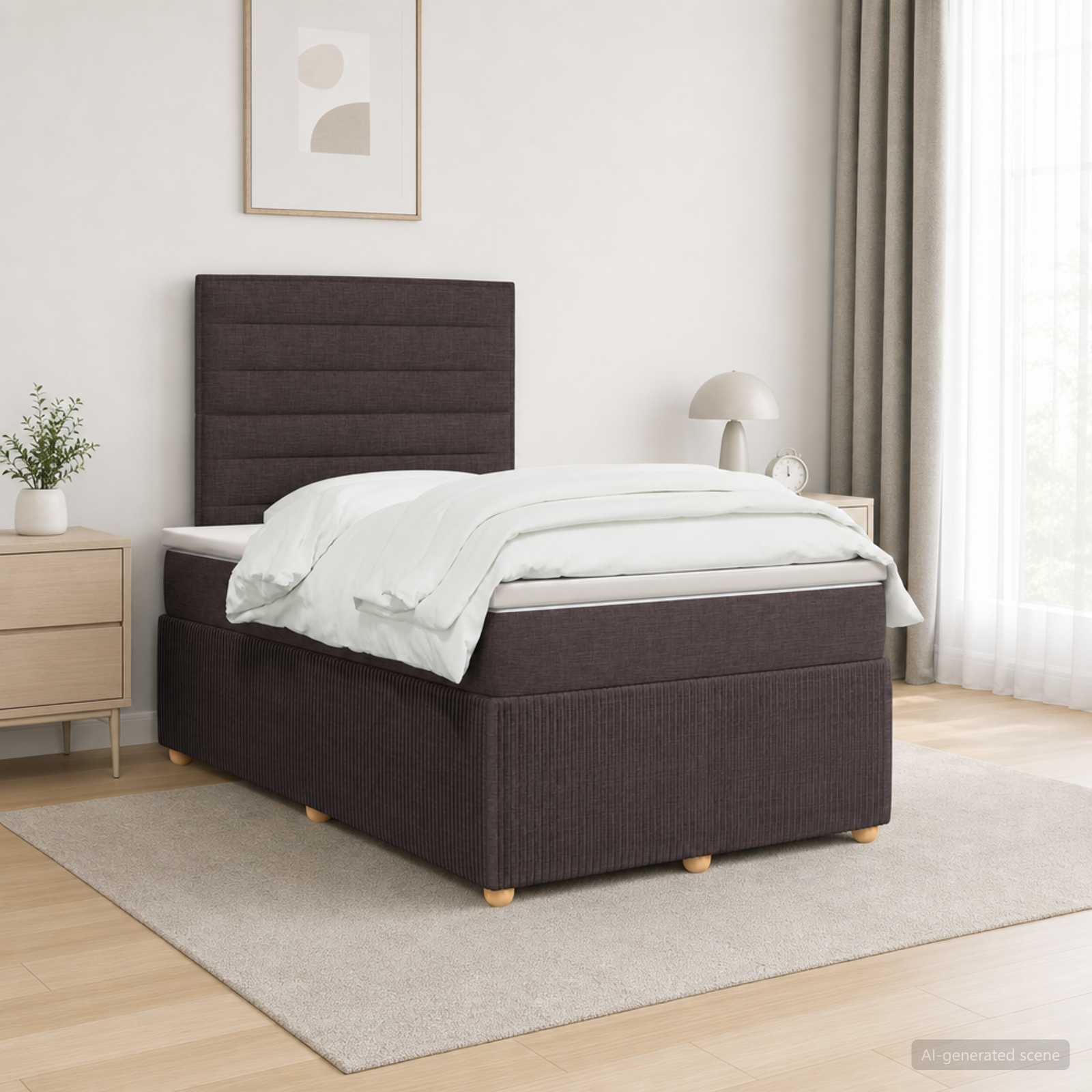 Boxspringbed met matras Donkerbruin 120 x 200 cm Stof