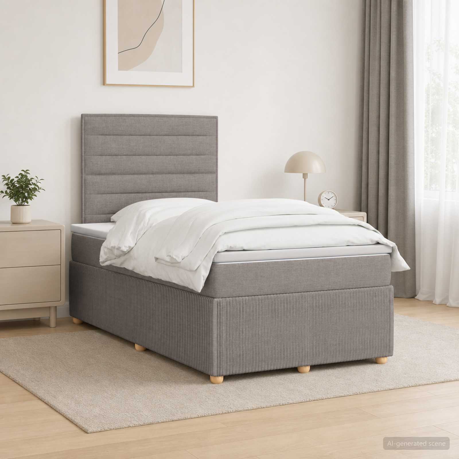 Boxspringbed met matras met hoofdeinde Taupe 120 x 200 cm Stof